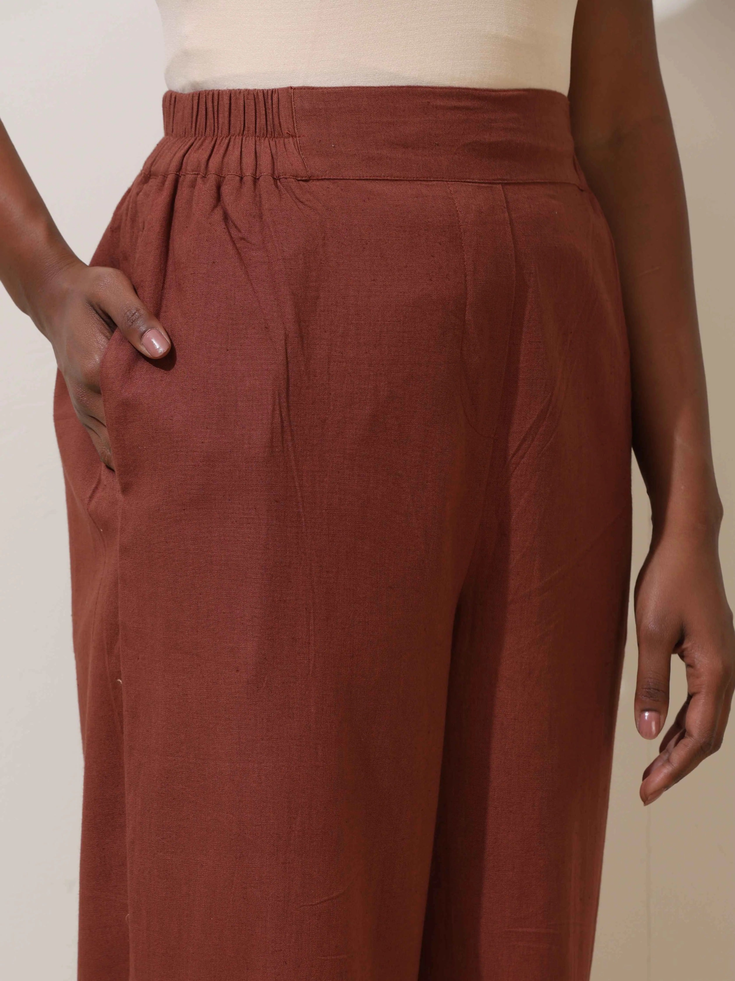 trueBrowns Brown Cotton Linen Co-Ord Set
