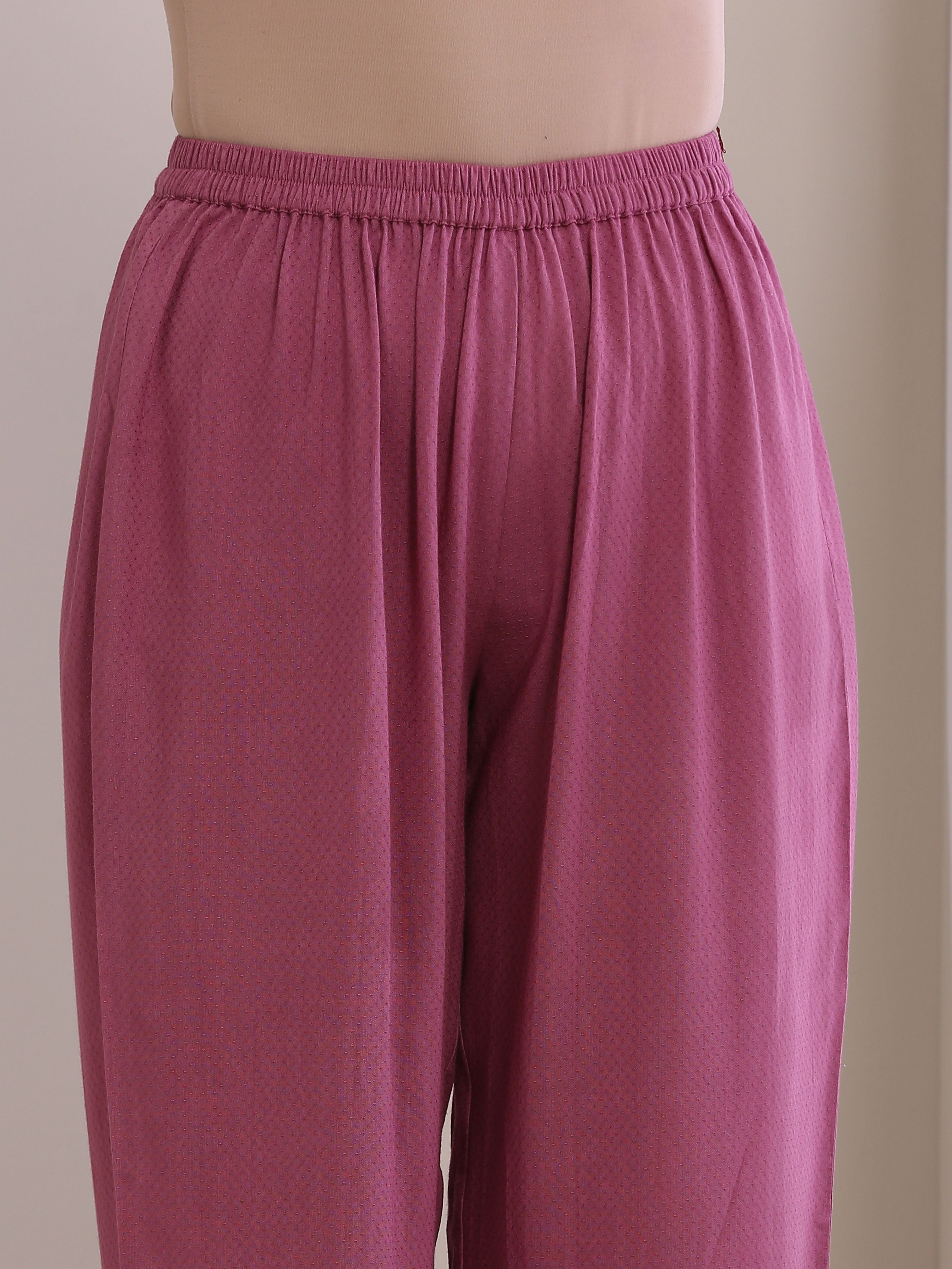Onion Pink Dobby Anarkali Pant Set