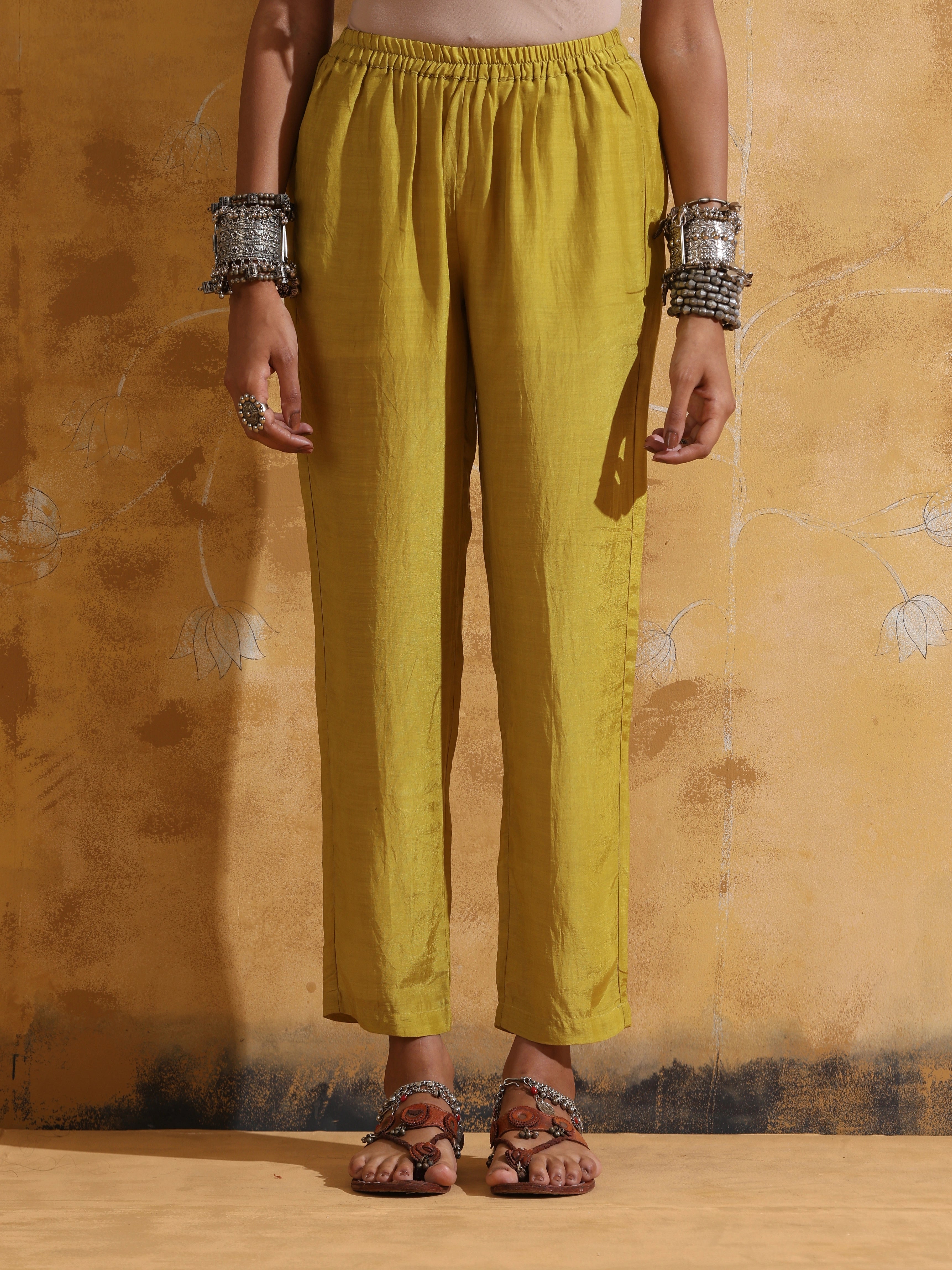 trueBrowns Mint Green Muslin Silk Anarkali Kurta Pant Set