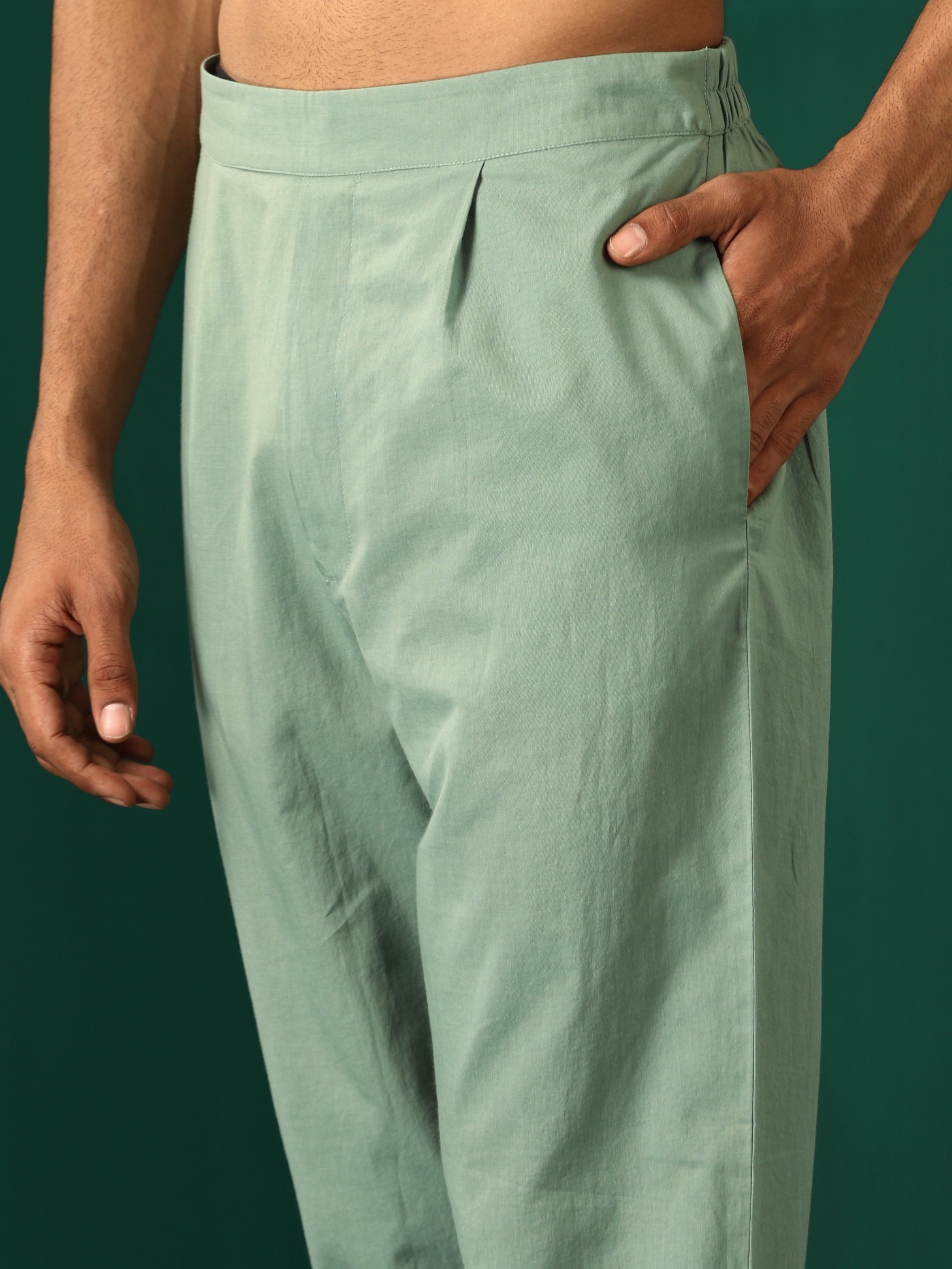 trueBrowns Men Mint Green Dobby Co-ord Set