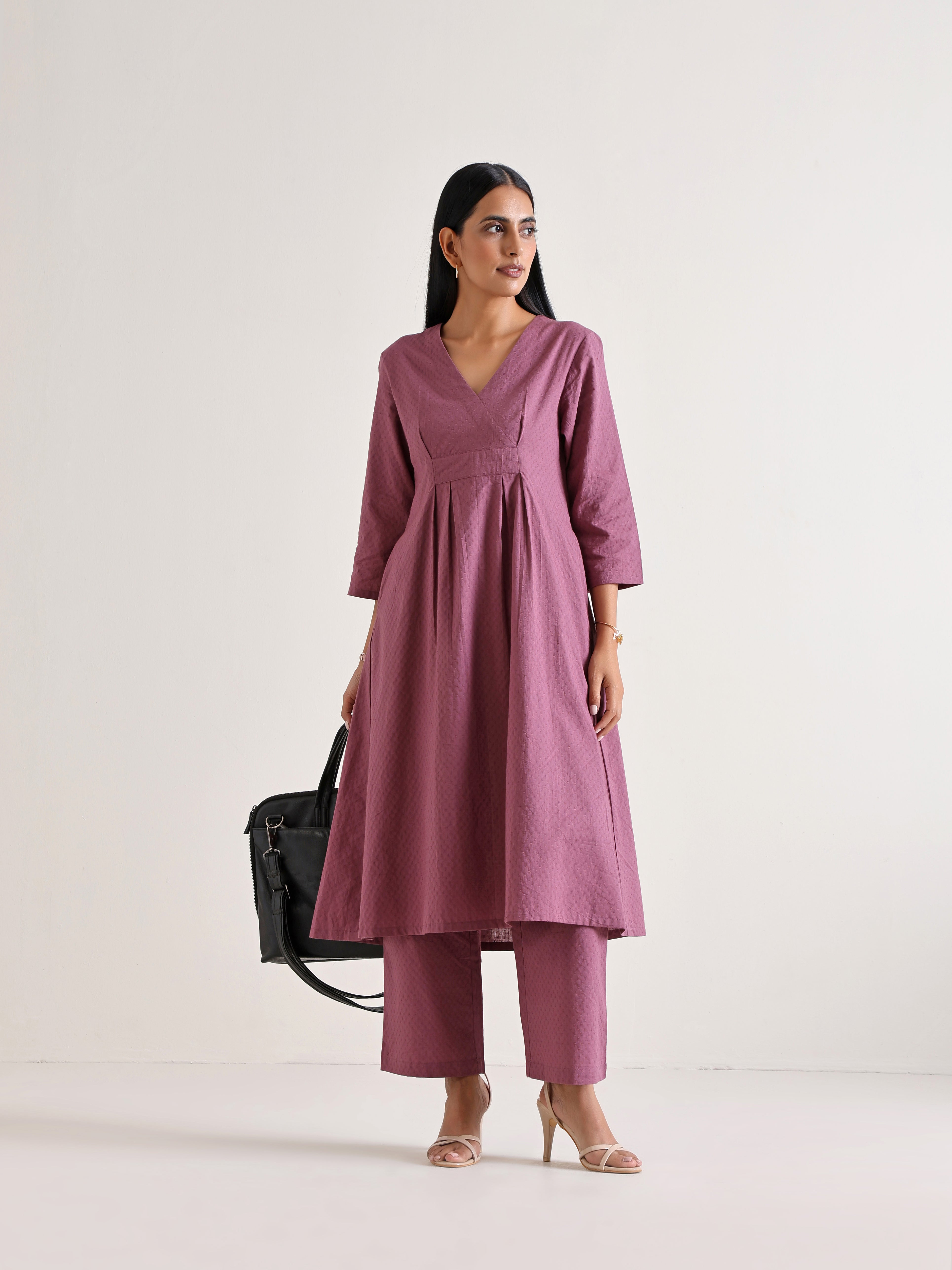 Orchid Overlap Pleat Kurta Pant Set