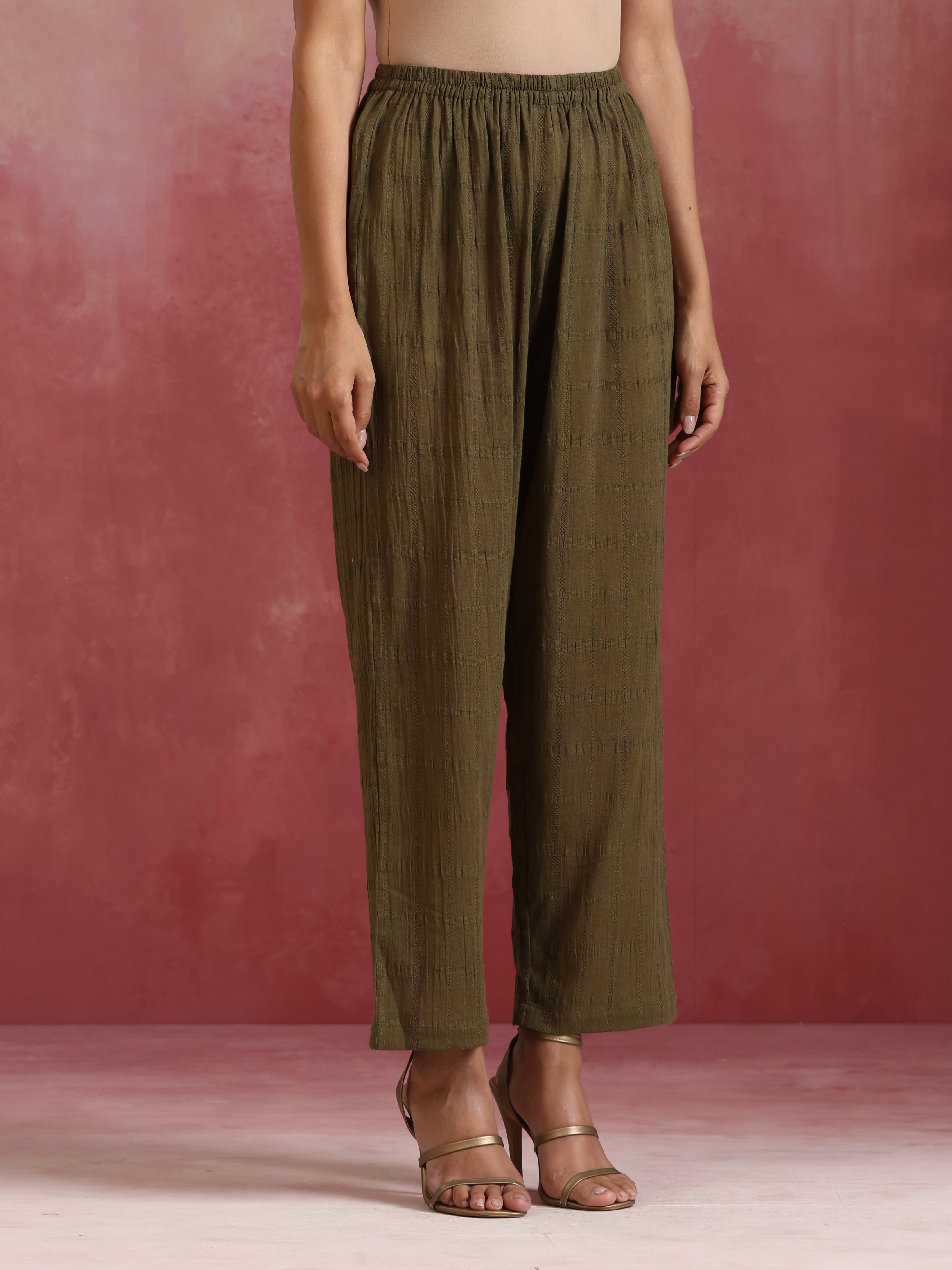 trueBrowns Olive Cotton Dobby Co-ord set