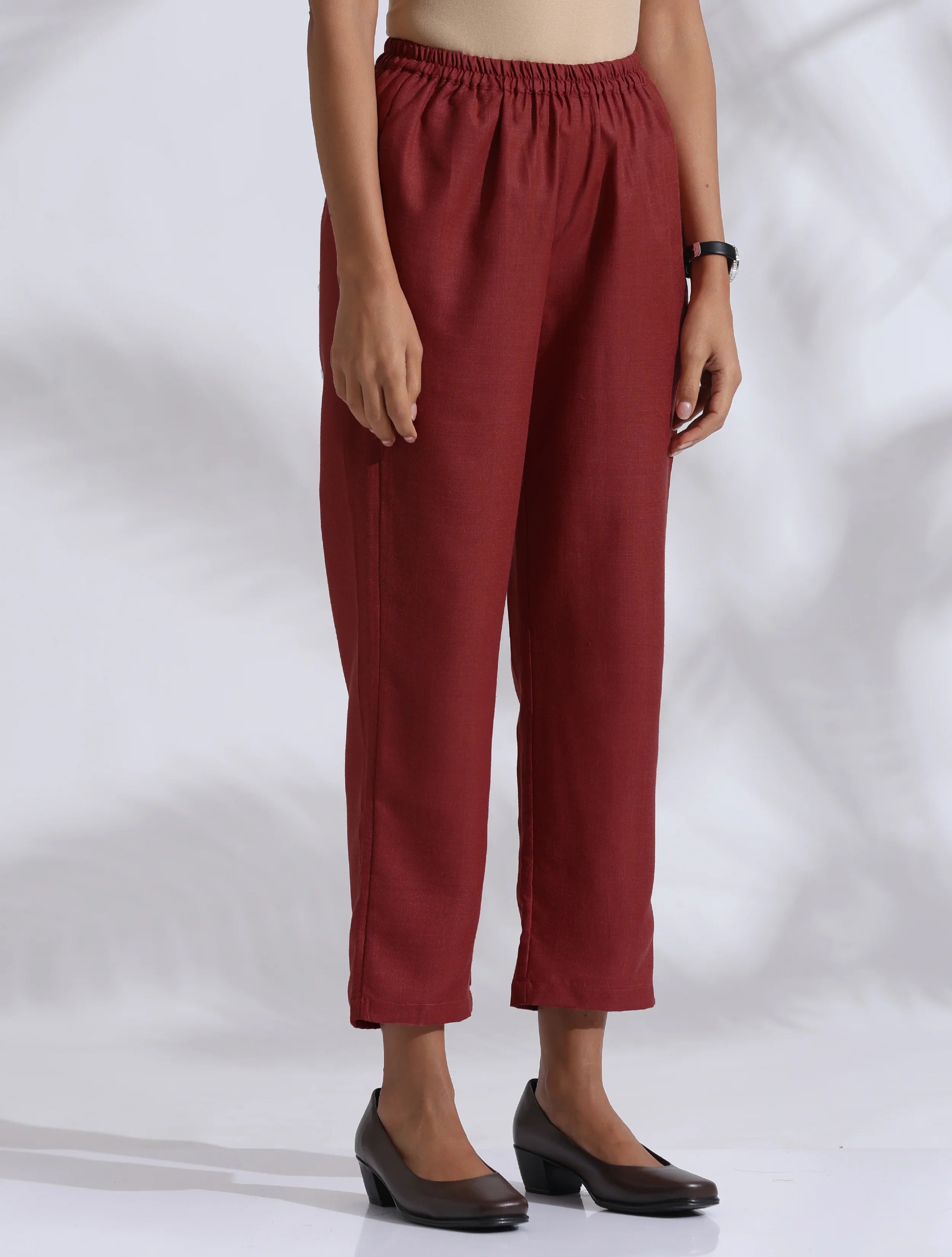 trueBrowns Brown Slub Highslit Kurta Set