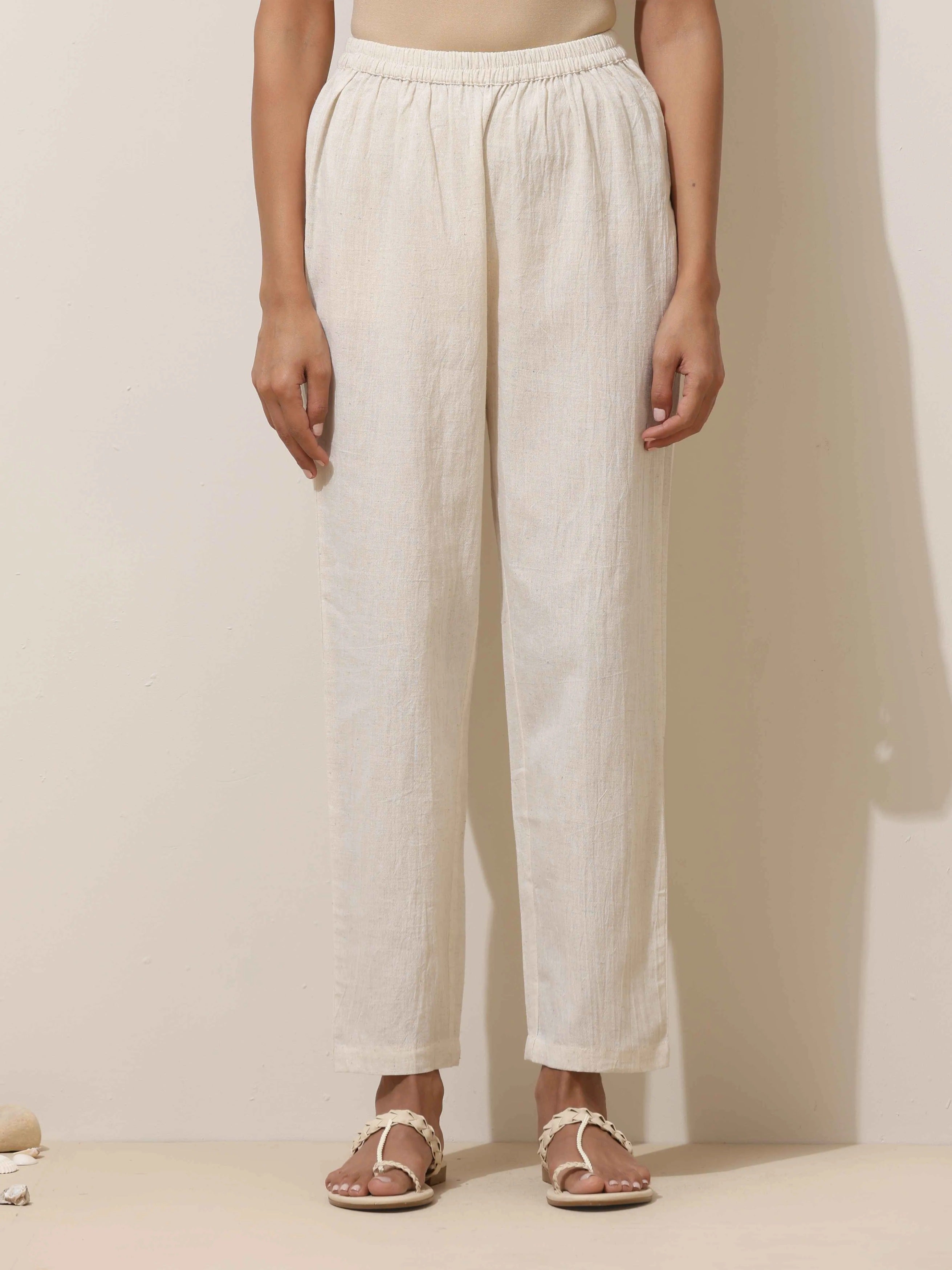 truebrowns Off White Cotton Kurta Pant Set