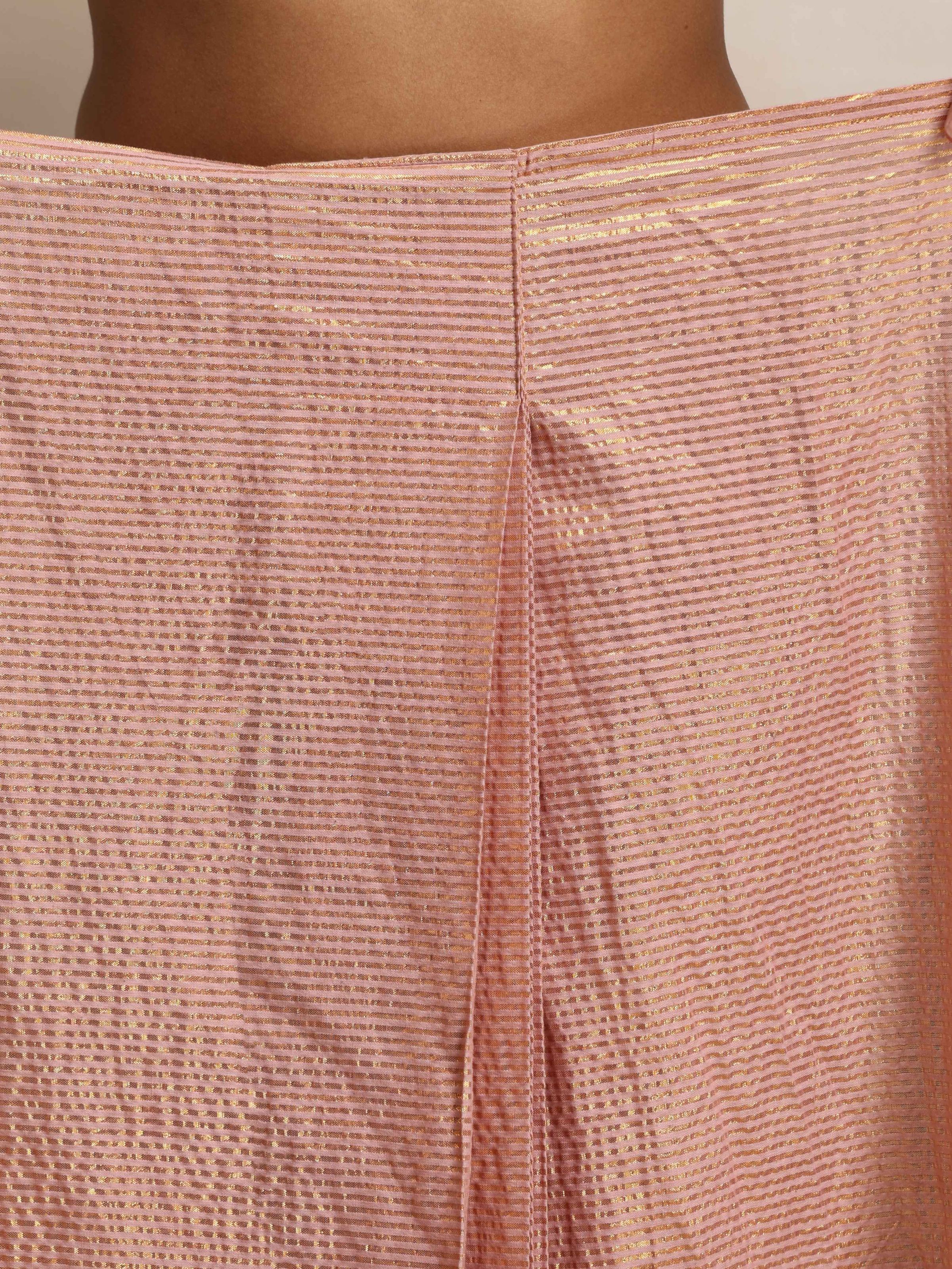 trueBrowns Pink Gold Lurex Saree