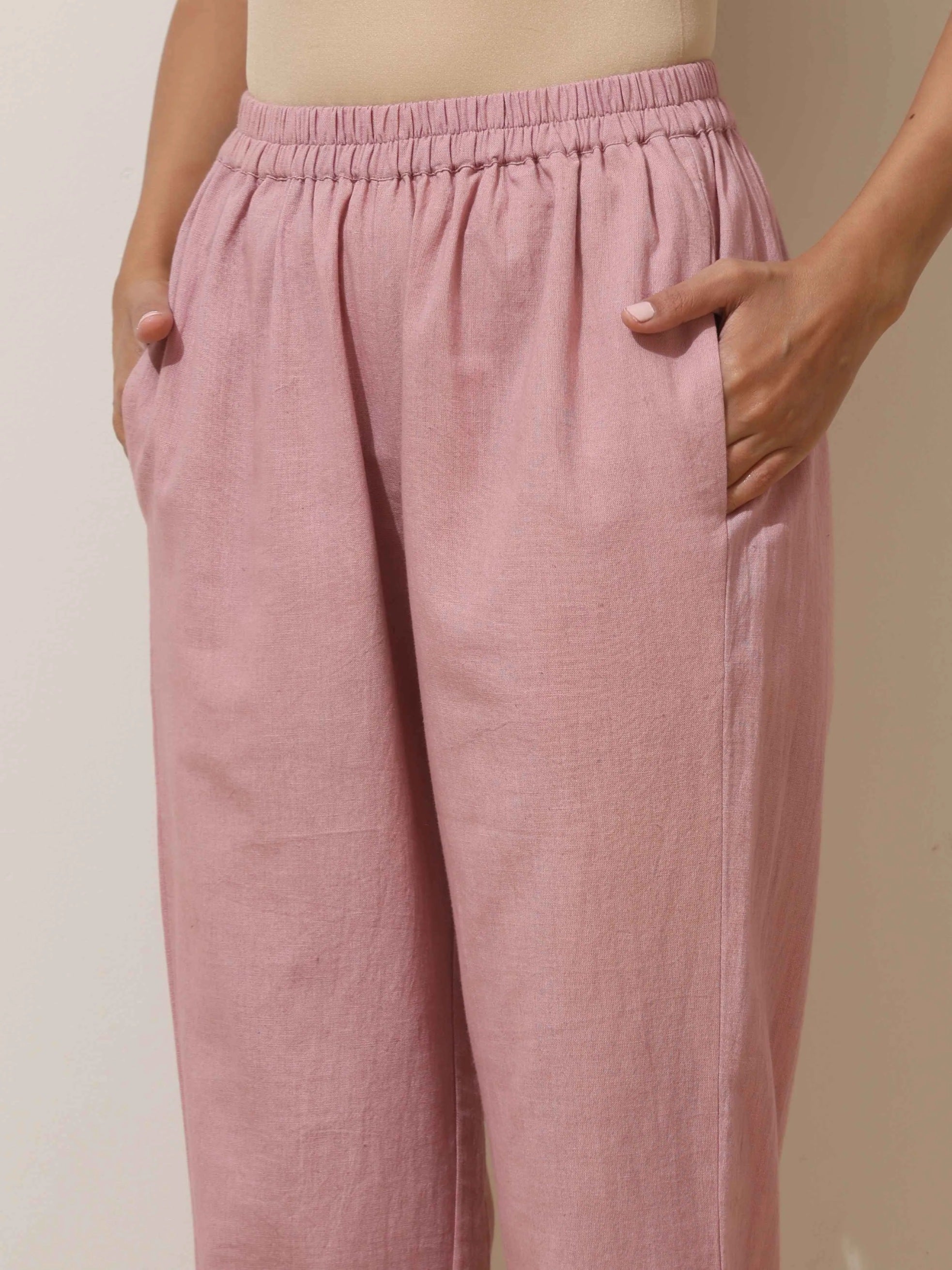 trueBrowns Mint Green Cotton Linen Kurta Pant Set