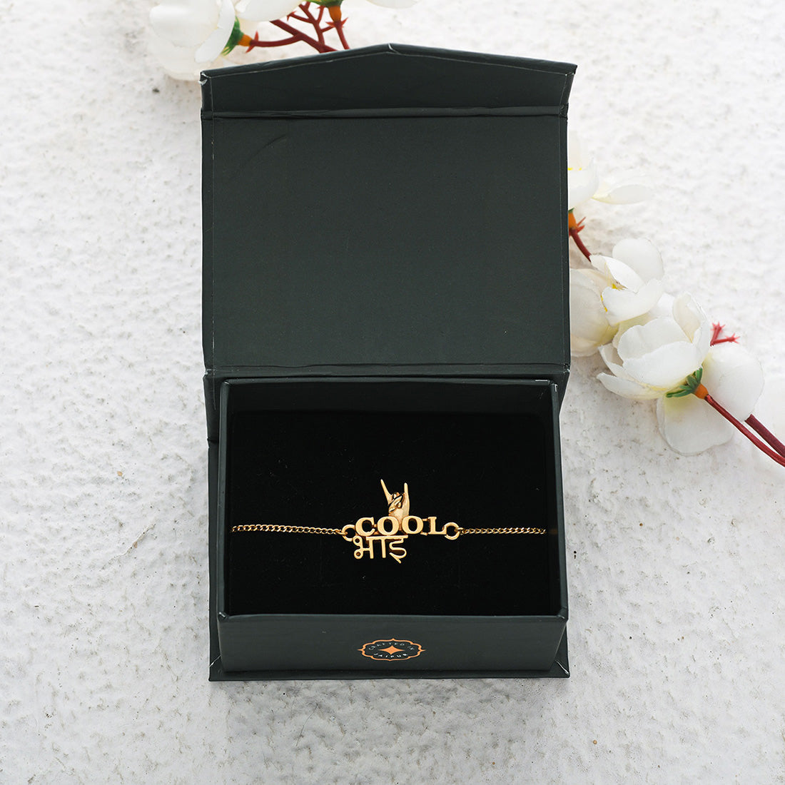 trueBrowns 925 Sterling Silver 22k Gold Plated Classic Cool Bhai Bracelet Rakhi