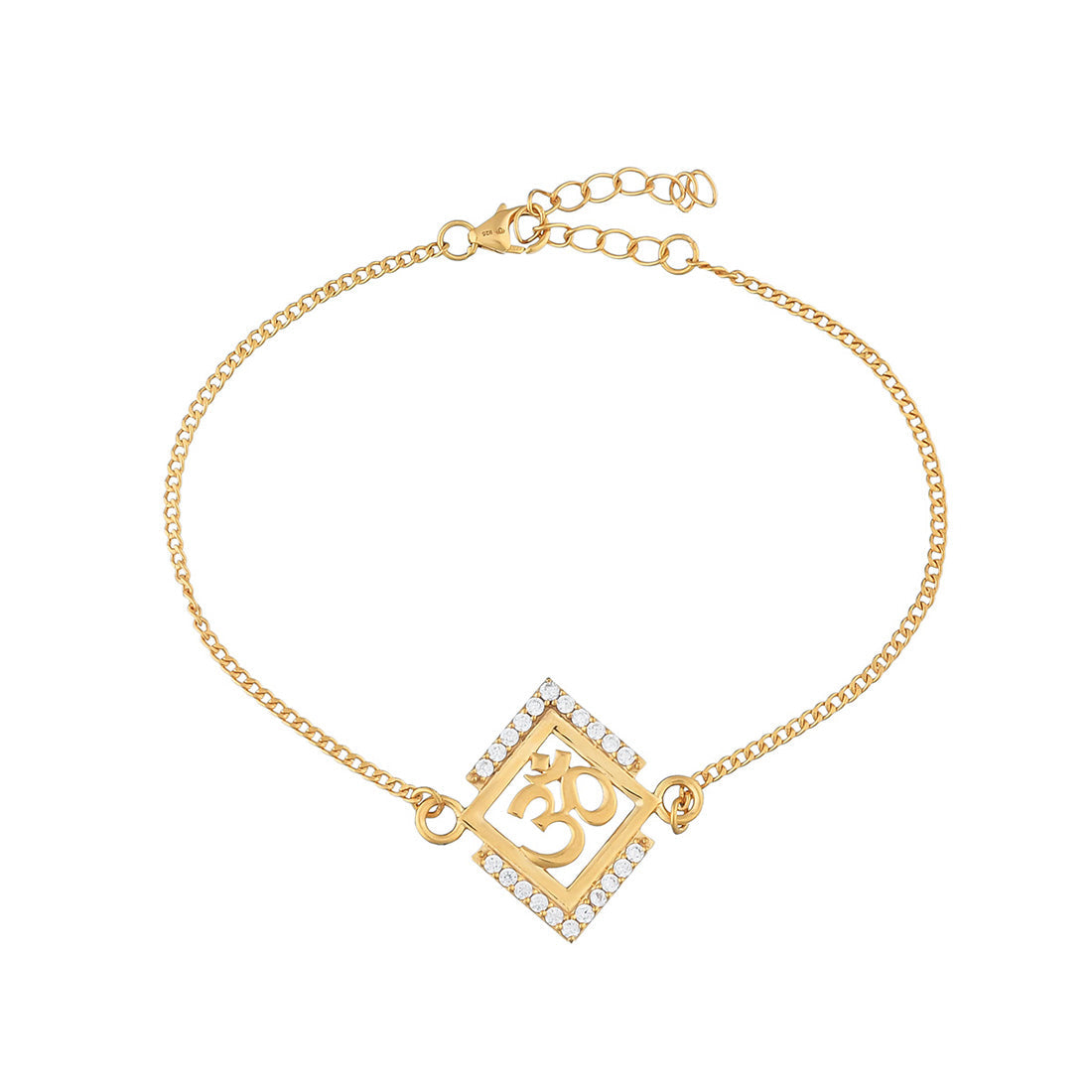trueBrowns Men 925 Sterling Silver Auspicious Om 22k Gold Micron Plated Bracelet