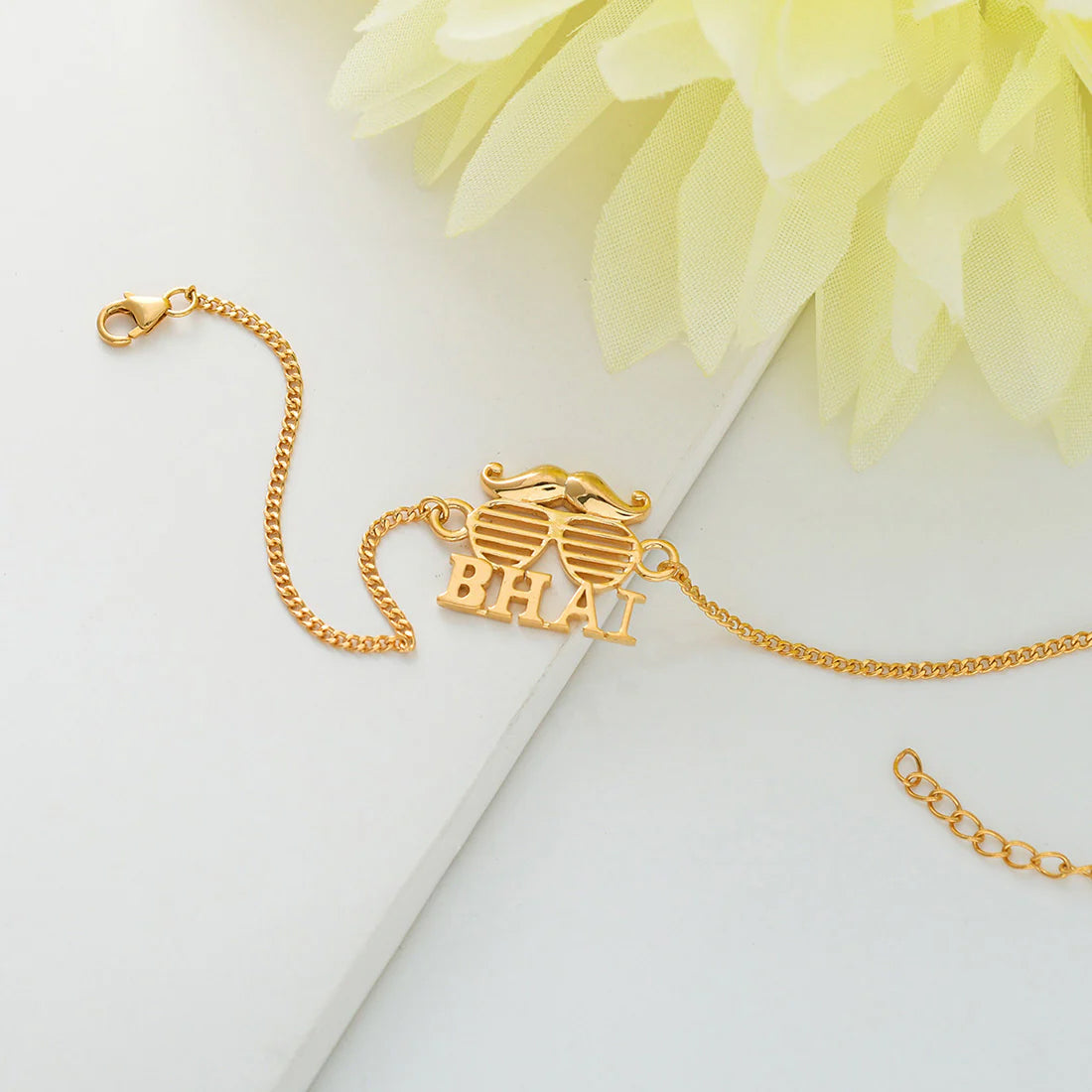 trueBrowns 925 Sterling Silver 22k Gold Micron Plated Bhai Bracelet Rakhi