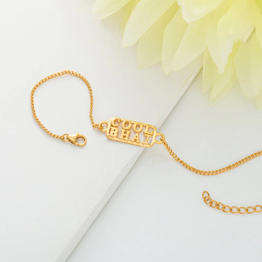 trueBrowns 925 Sterling Silver 22k Gold Micron Plated Cool Bhai Bracelet Rakhi