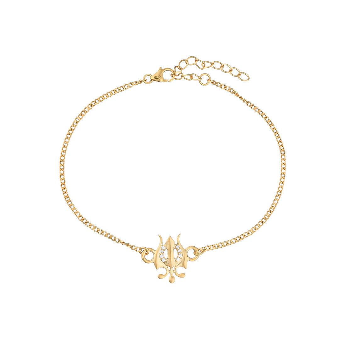 trueBrowns 925 Sterling Silver 22k Gold Micron Plated Trishul Bracelet Rakhi
