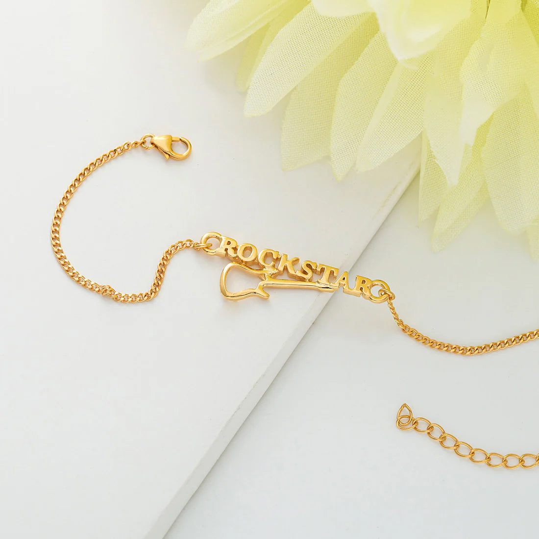 trueBrowns 925 Sterling Silver Rockstar 22k Gold Micron Plated Bracelet Rakhi