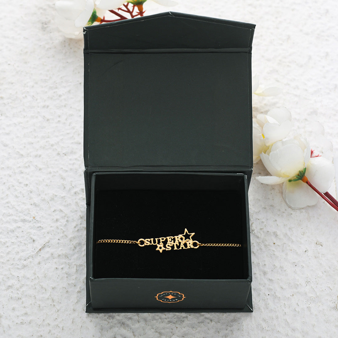 trueBrowns 925 Sterling Silver 22k Gold Micron Plated Superstar Bracelet Rakhi