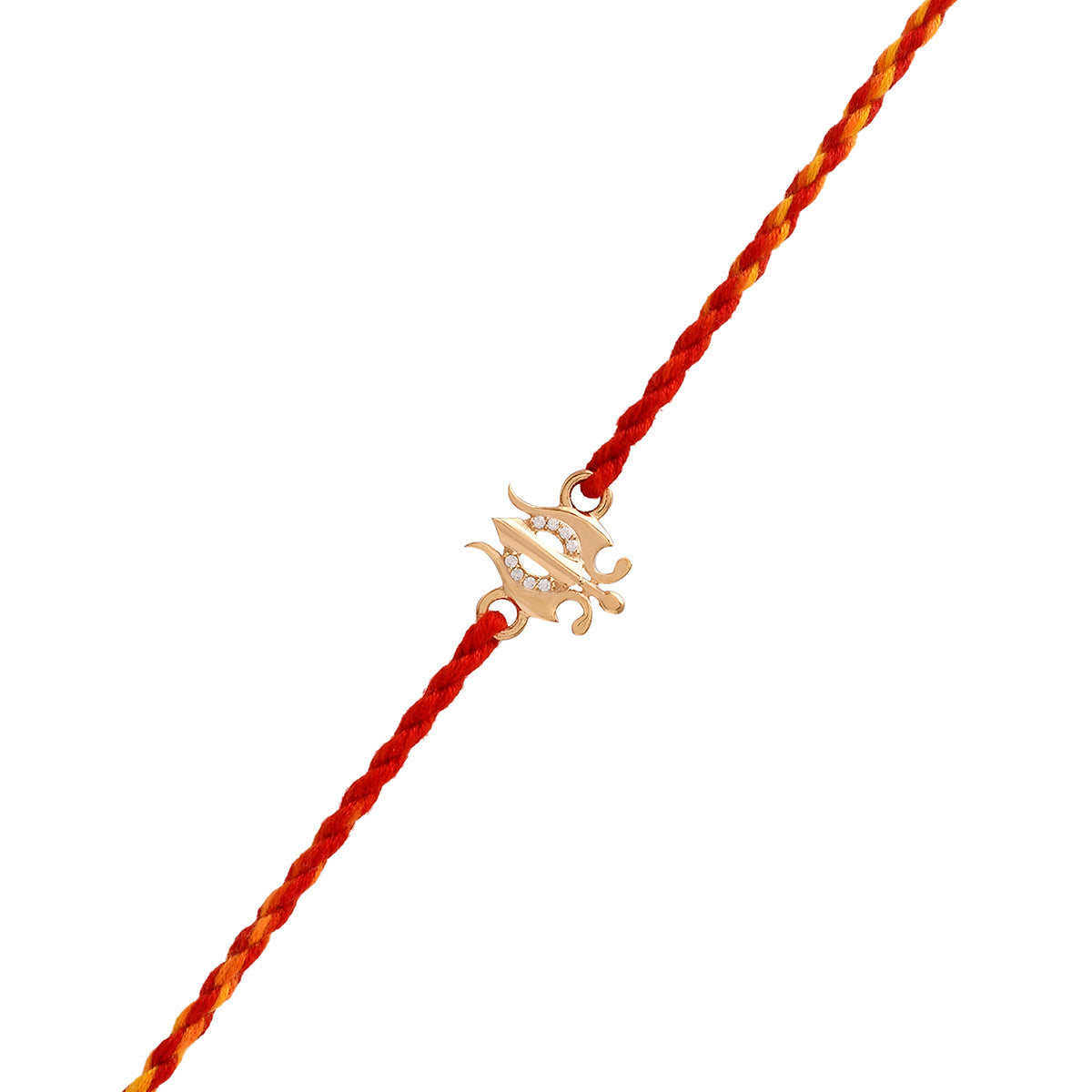 trueBrowns 925 Sterling Silver 22k Gold Micron Plated Trishul Thread Rakhi