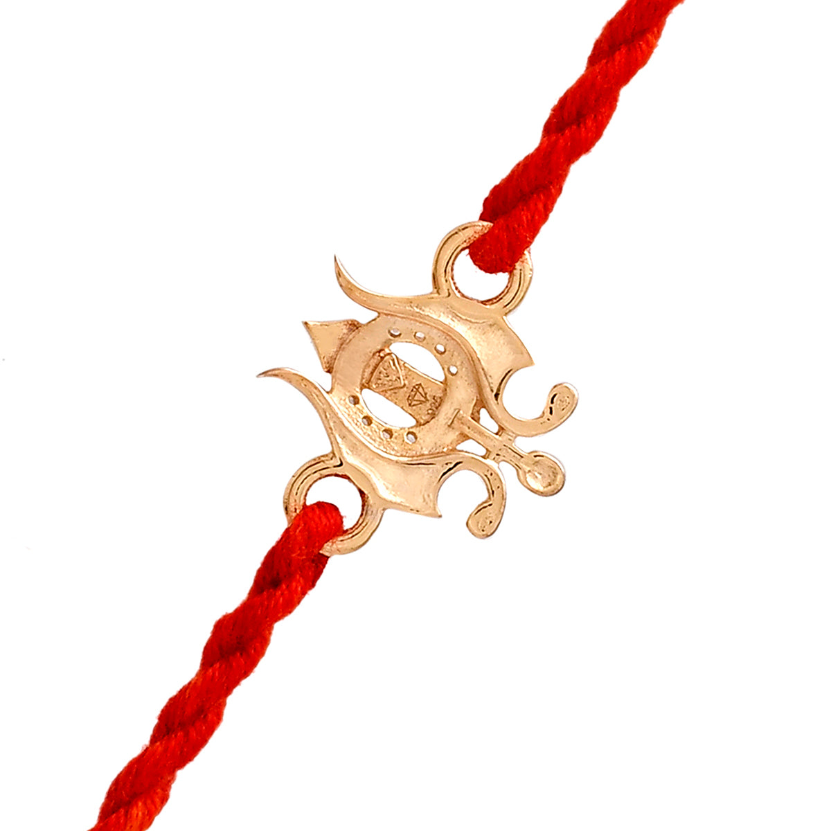trueBrowns 925 Sterling Silver 22k Gold Micron Plated Trishul Thread Rakhi