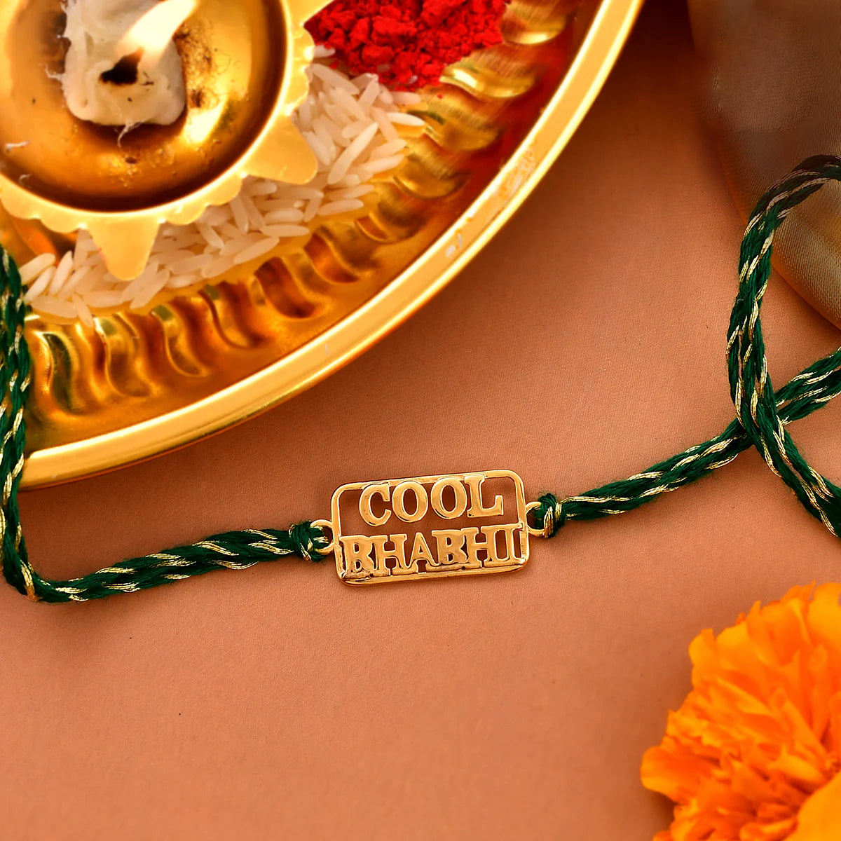 trueBrowns 925 Sterling Silver Cool Bhabhi 22k Gold Micron Plated Thread Rakhi