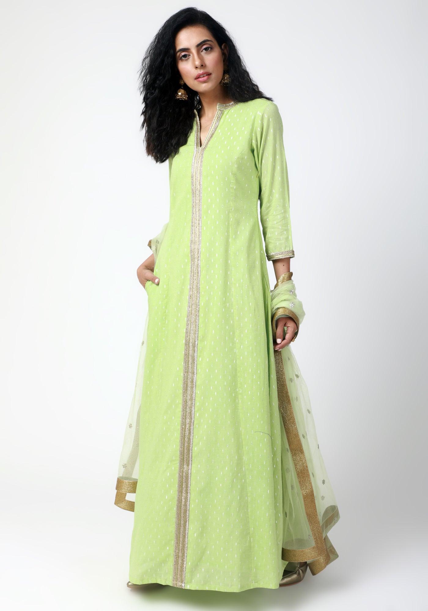 Green Lace Kurta-Pant-Dupatta - trueBrowns