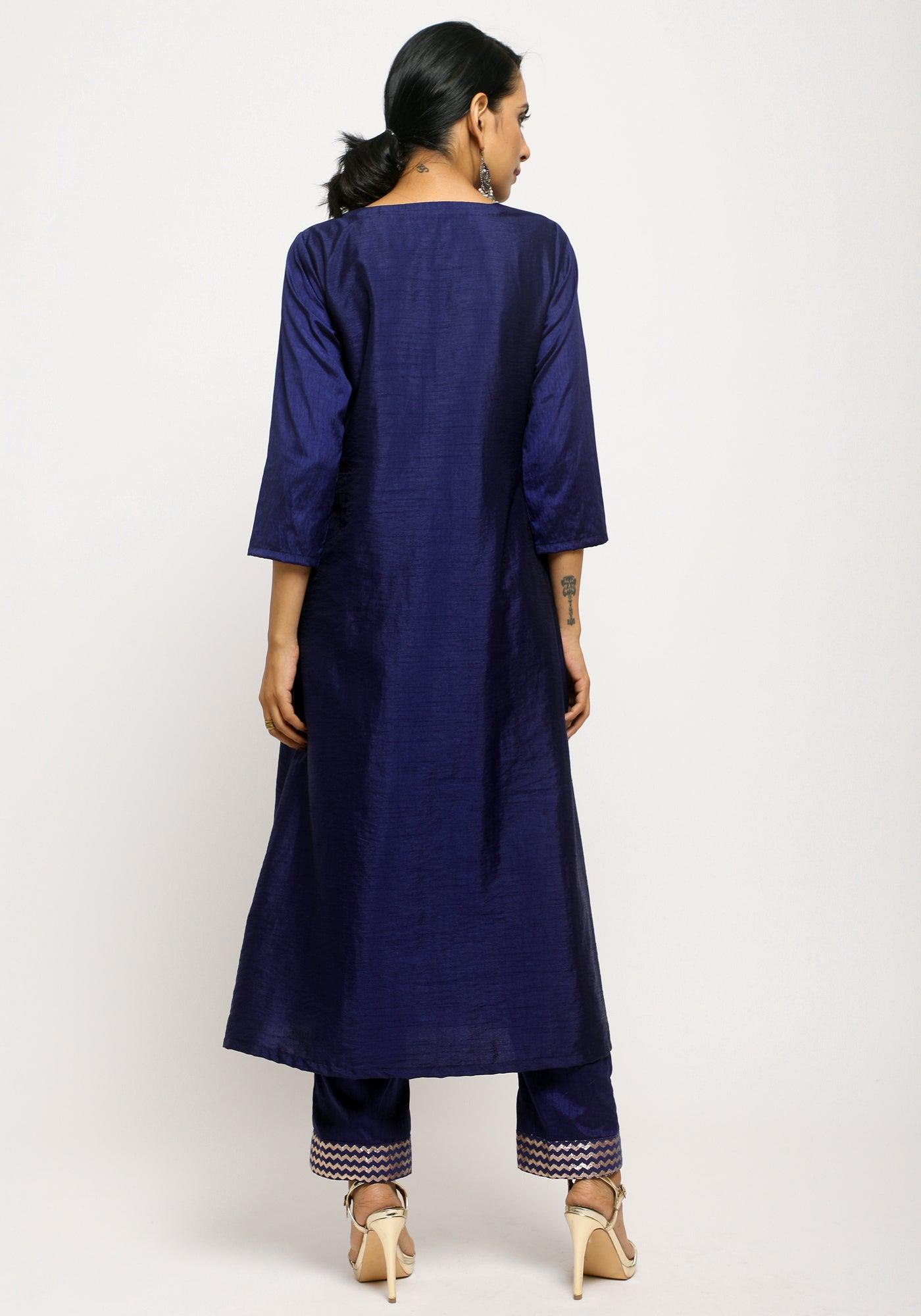 Blue Angrakha Foil Pant - trueBrowns