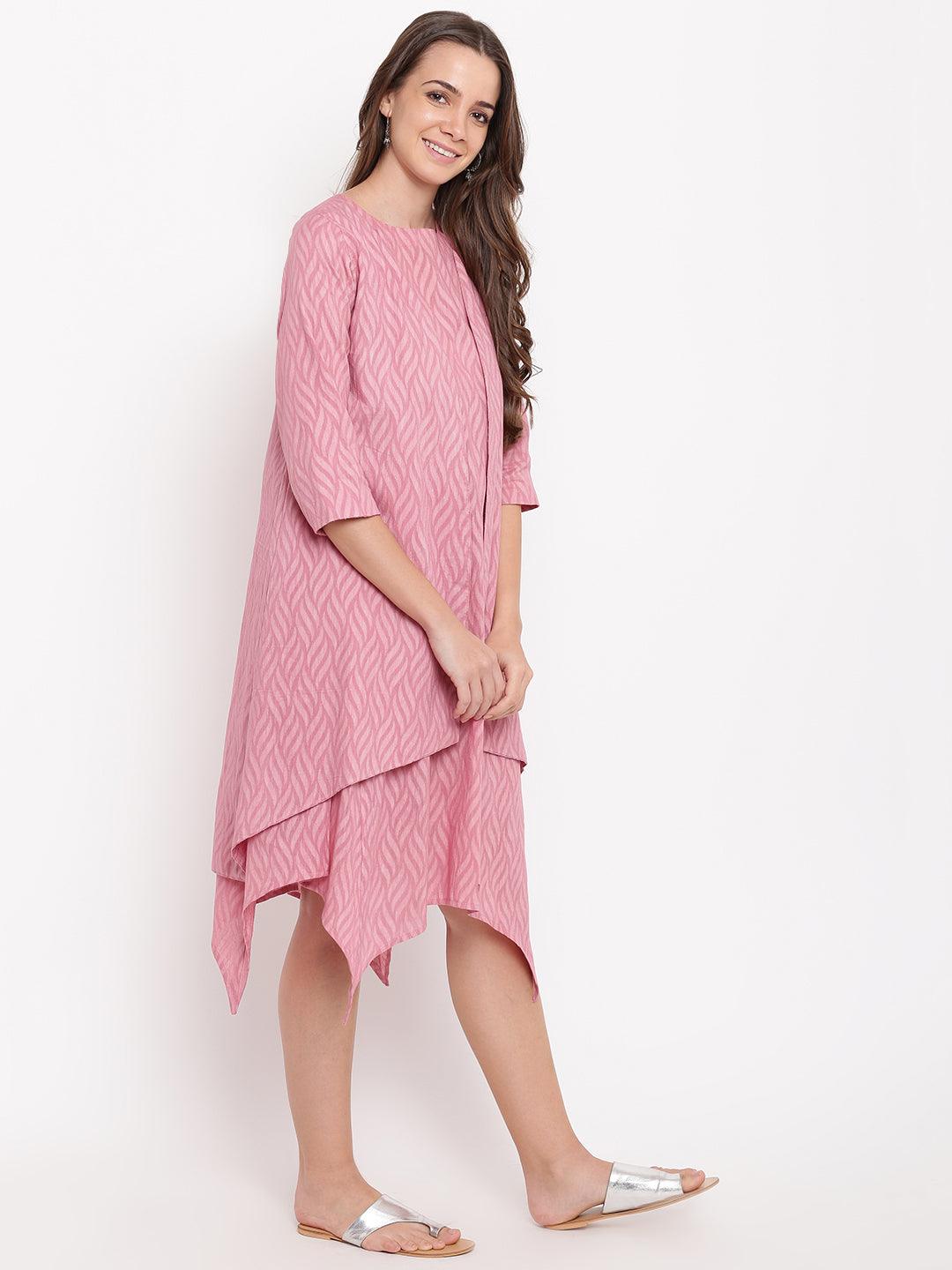 Pink Dobby Asymmetric Dress Reversible Jacket - trueBrowns