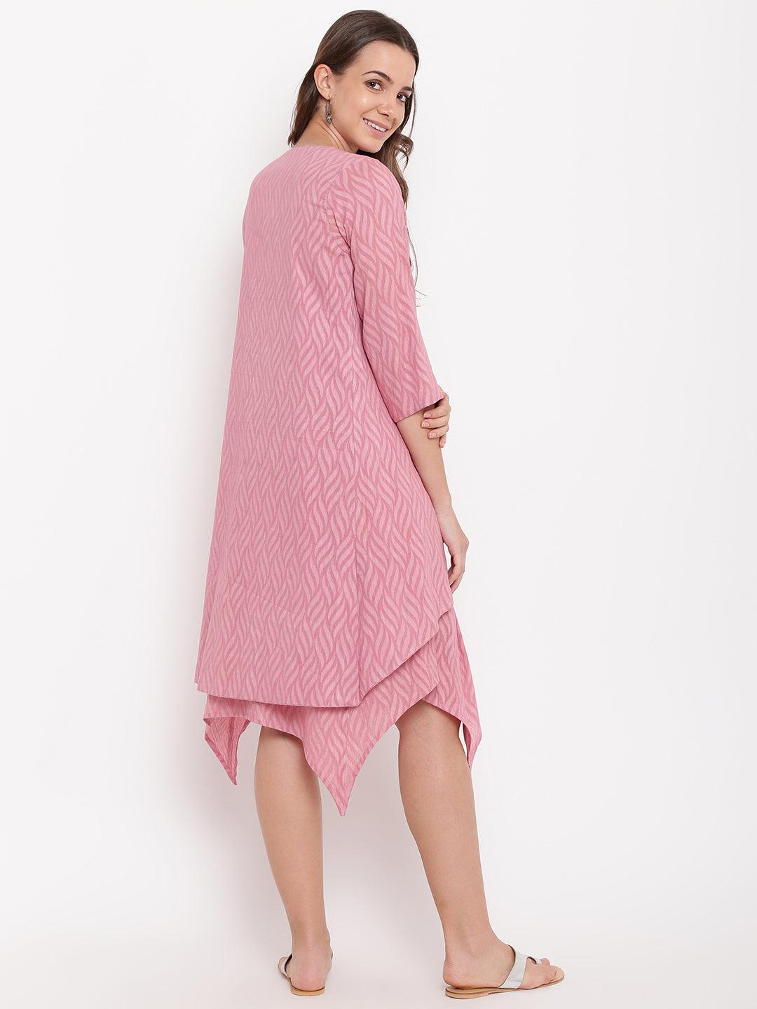 Pink Dobby Asymmetric Dress Reversible Jacket - trueBrowns
