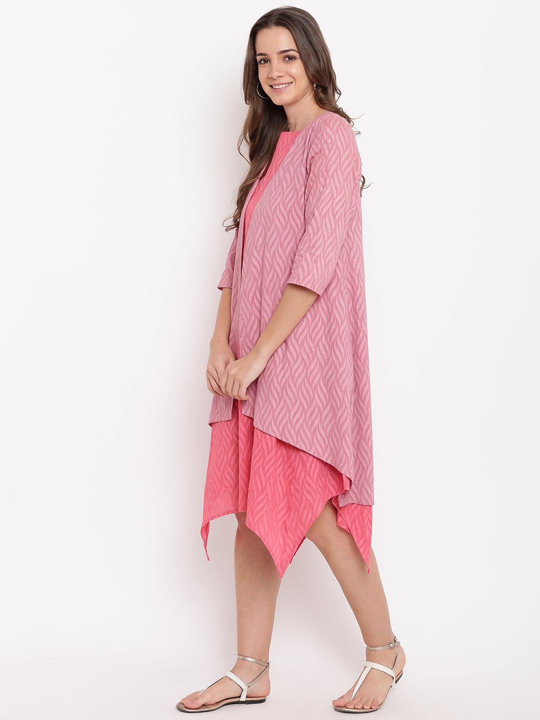 Brick Pink Dobby Asymmetric Dress Reversible Jacket - trueBrowns