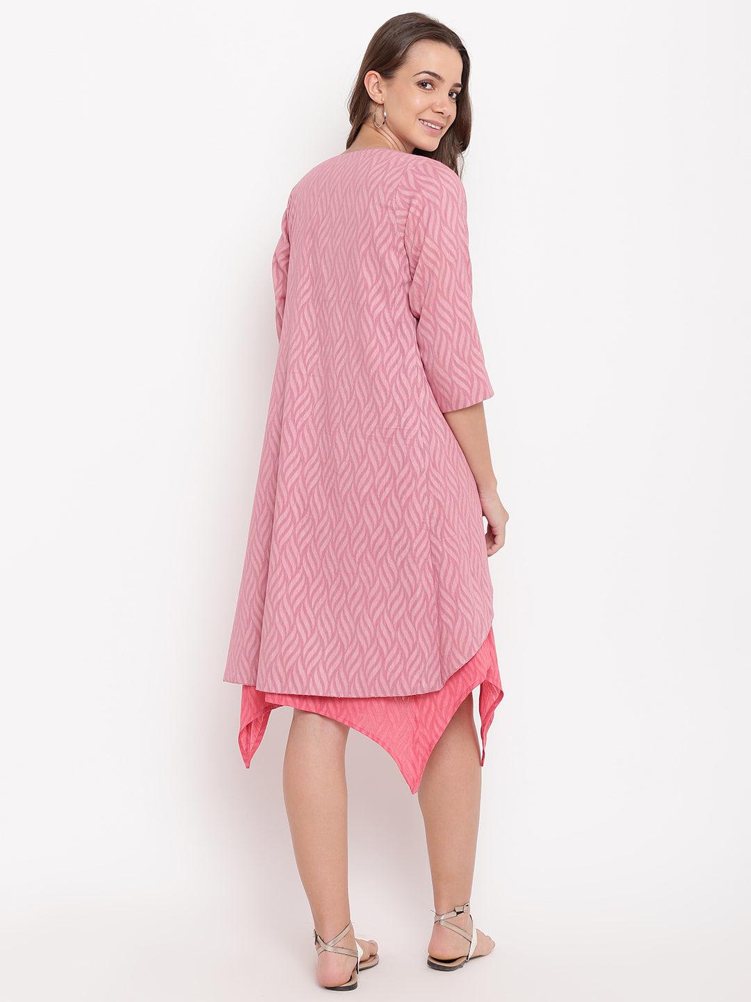 Brick Pink Dobby Asymmetric Dress Reversible Jacket - trueBrowns