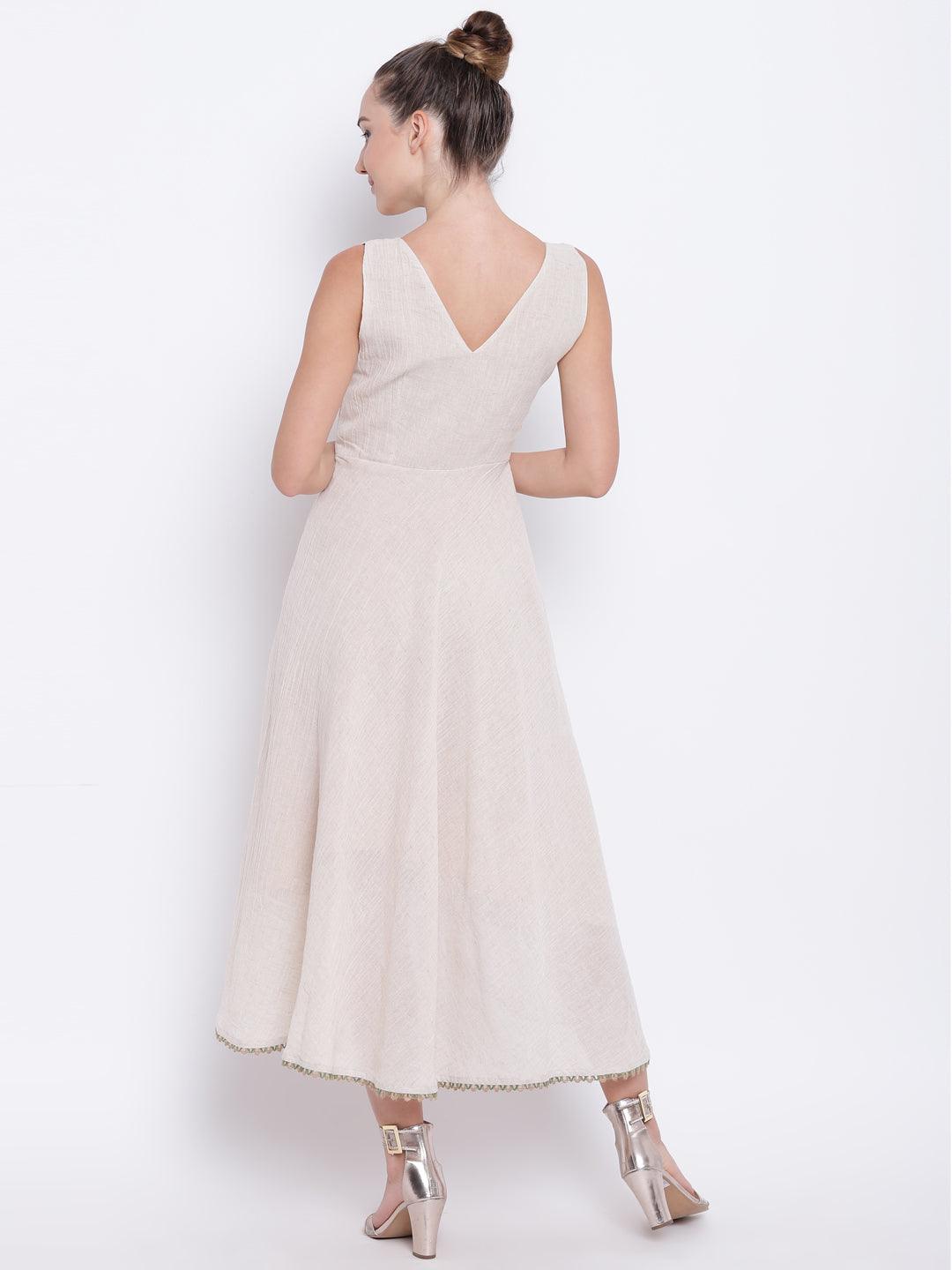Beige Pure Cotton Asymmetric Dress - trueBrowns