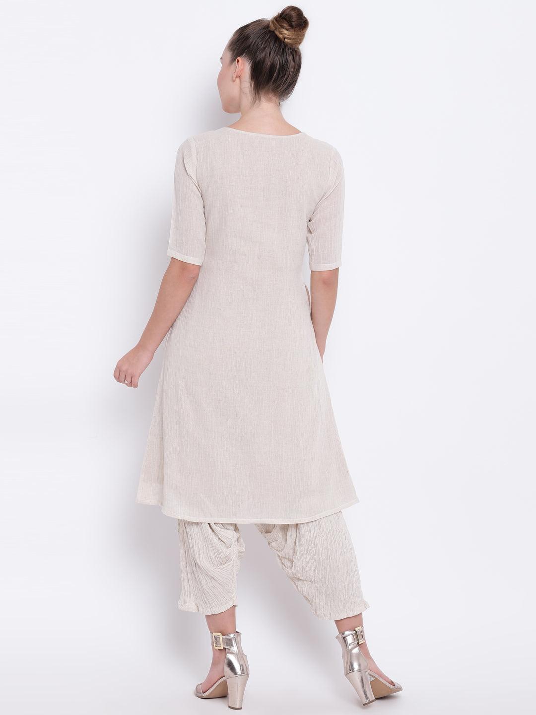 Beige Pure Cotton Angrakha - trueBrowns