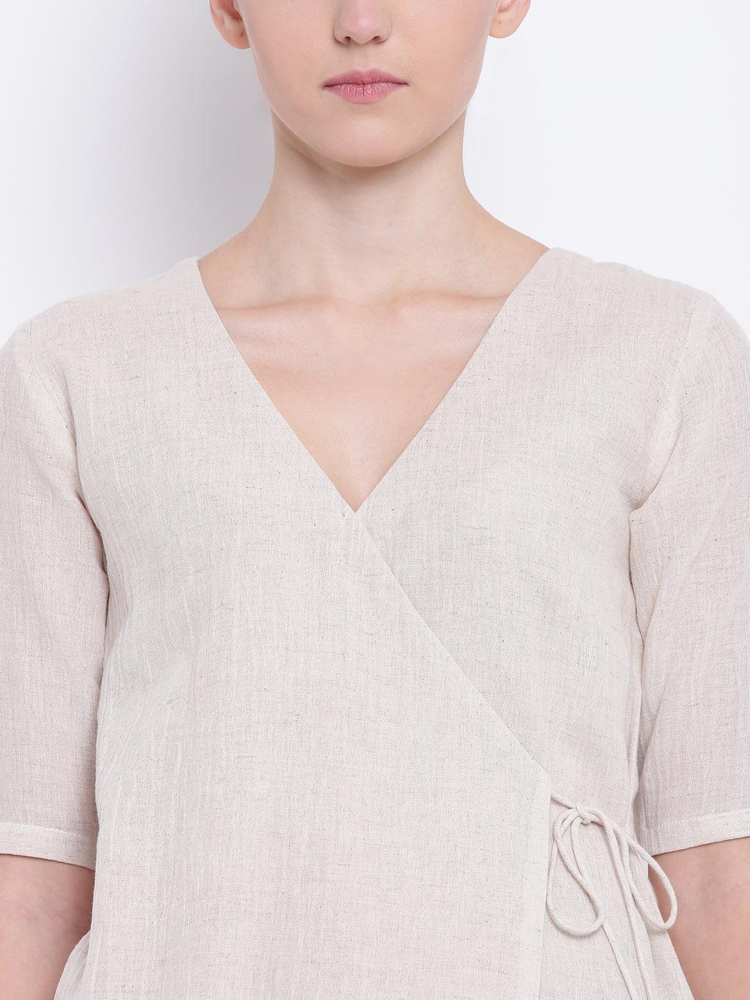 Beige Pure Cotton Angrakha - trueBrowns
