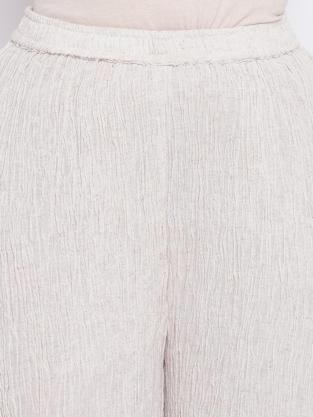 Beige Crinkle Straight Pant - trueBrowns