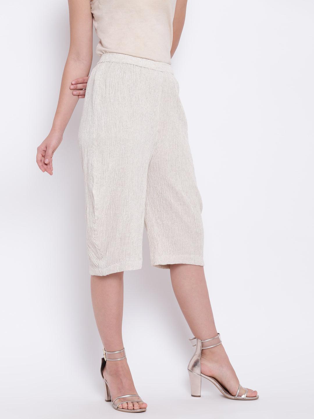 Beige Crinkle Straight Pant - trueBrowns