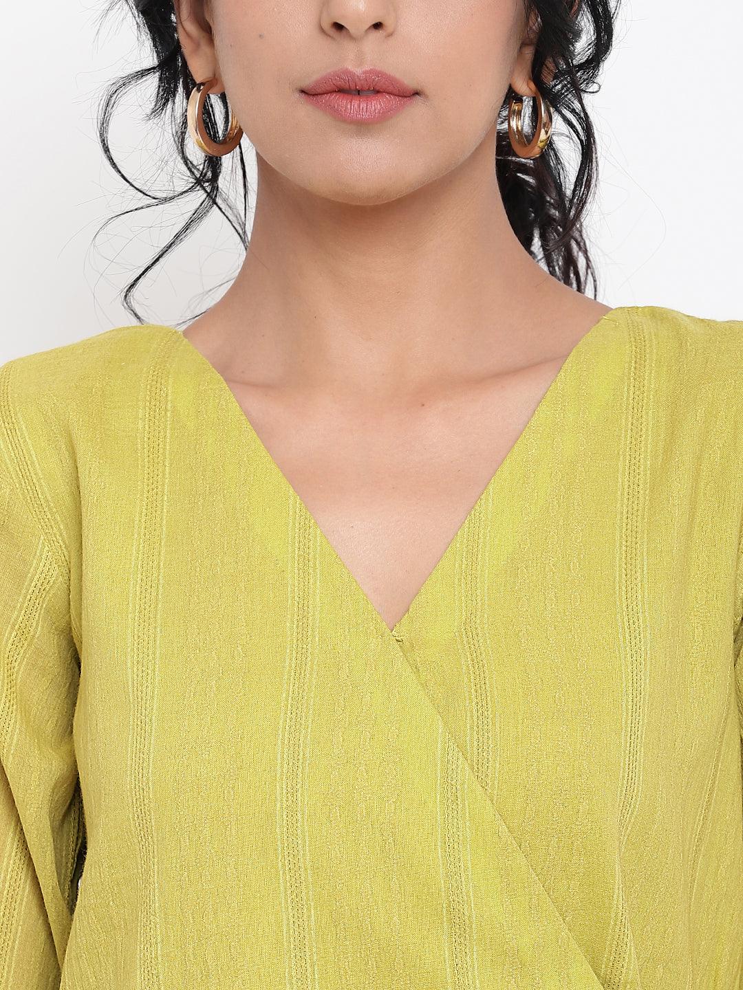 Green Cotton Angrakha Kurta Set - trueBrowns