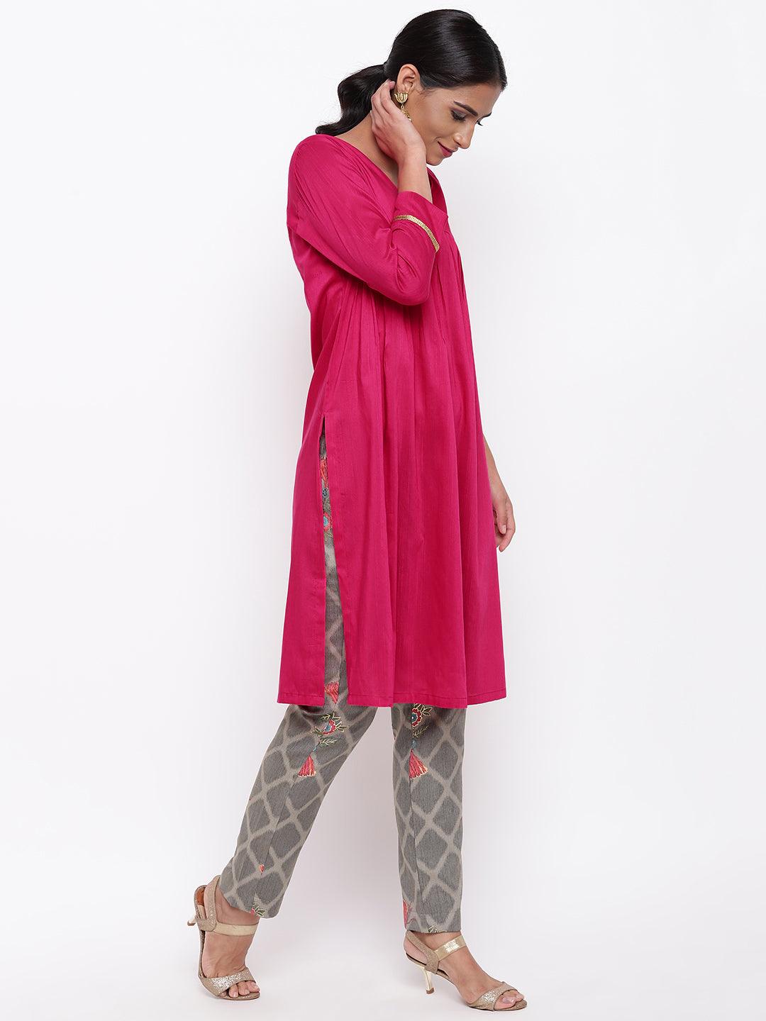 Pink Kurta Grid Foil Pant - trueBrowns
