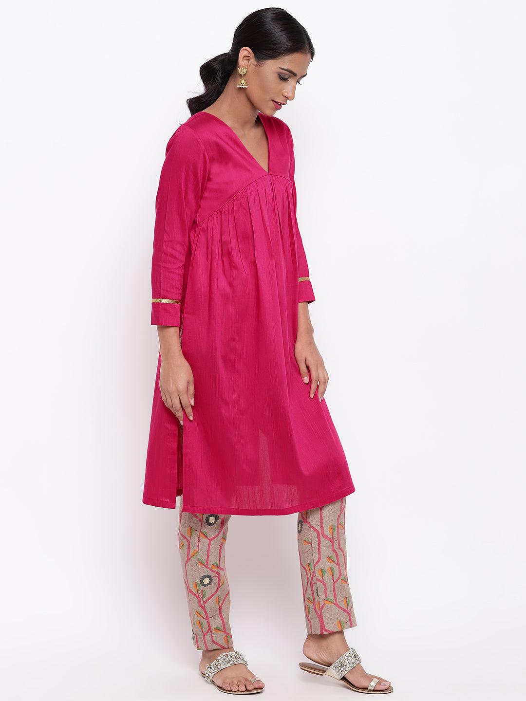 Pink Kurta Stem Foil Pant - trueBrowns