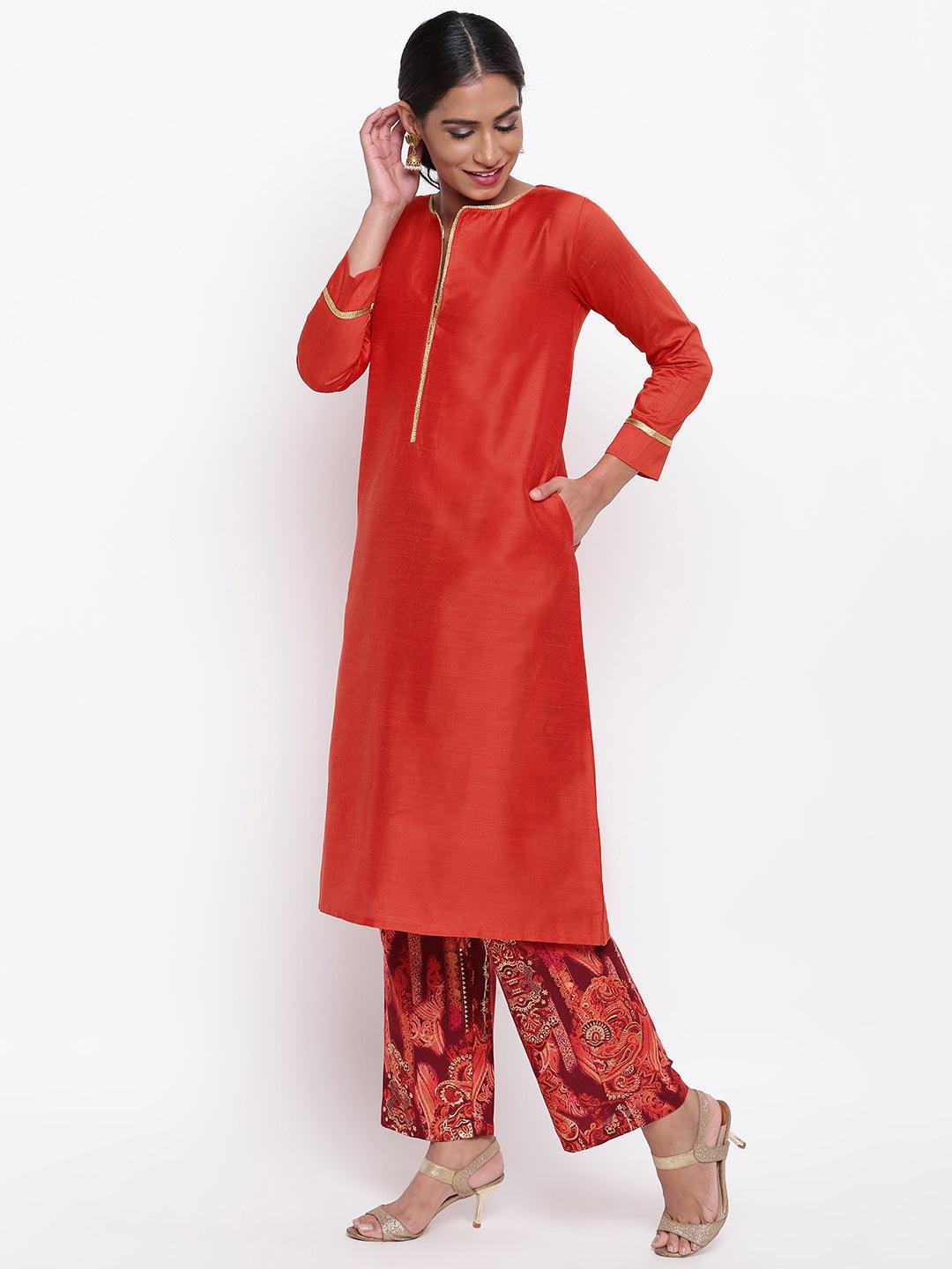 Orange Kurta Foil Pant - trueBrowns