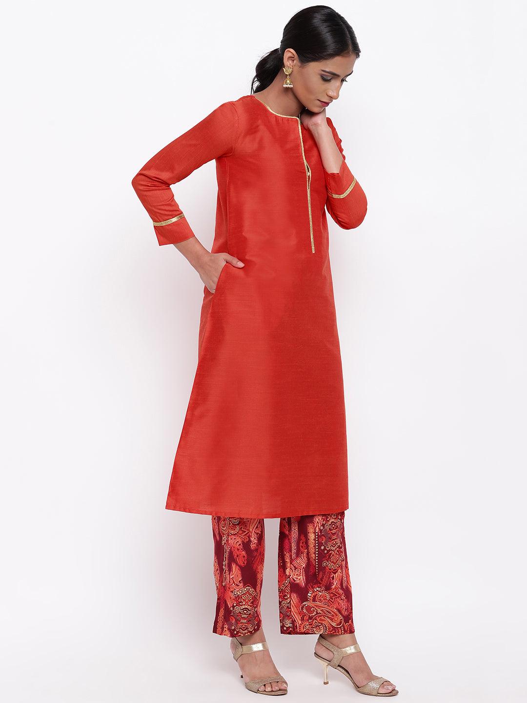 Orange Kurta Foil Pant - trueBrowns