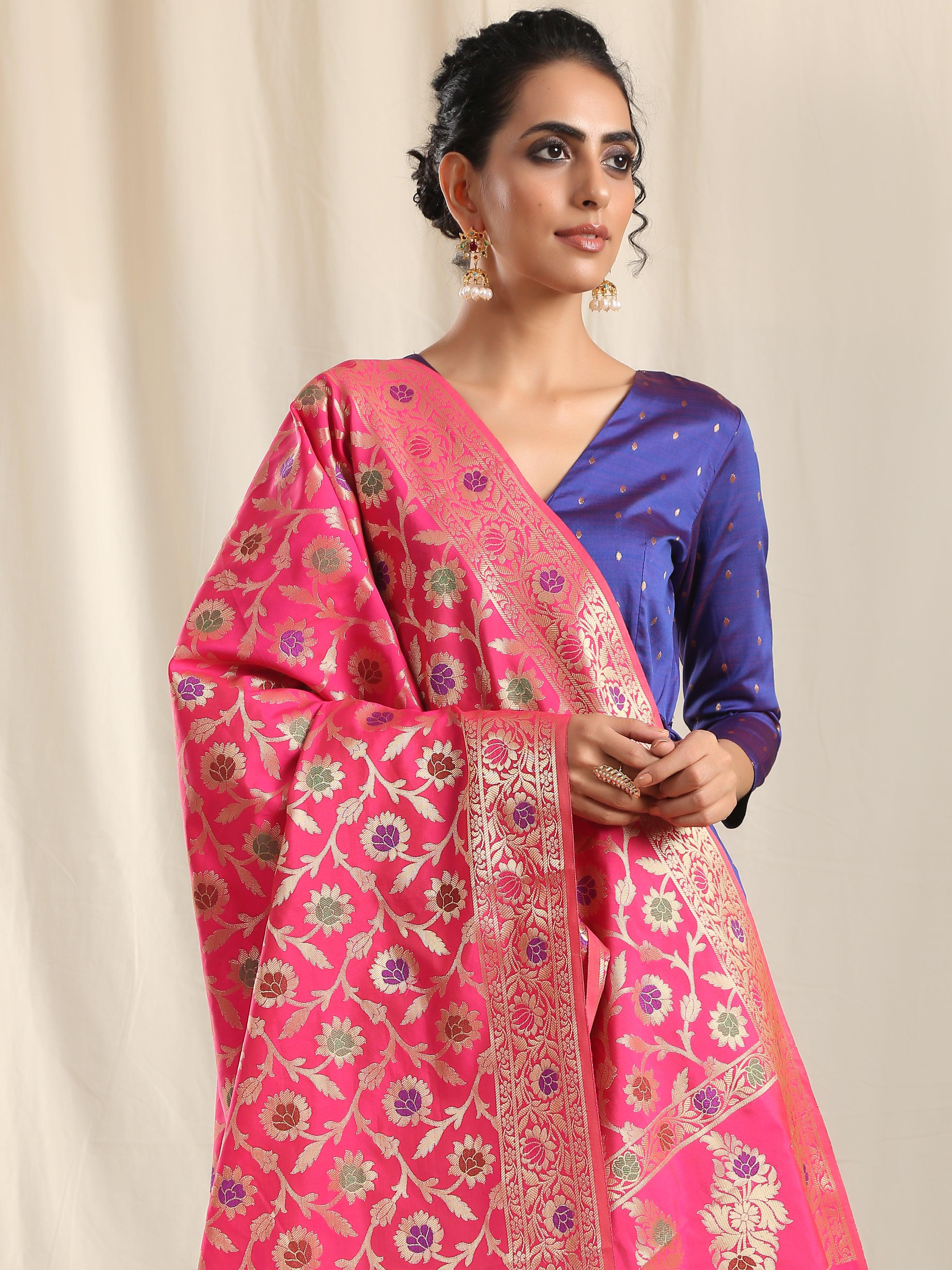 Pink Brocade Dupatta - trueBrowns