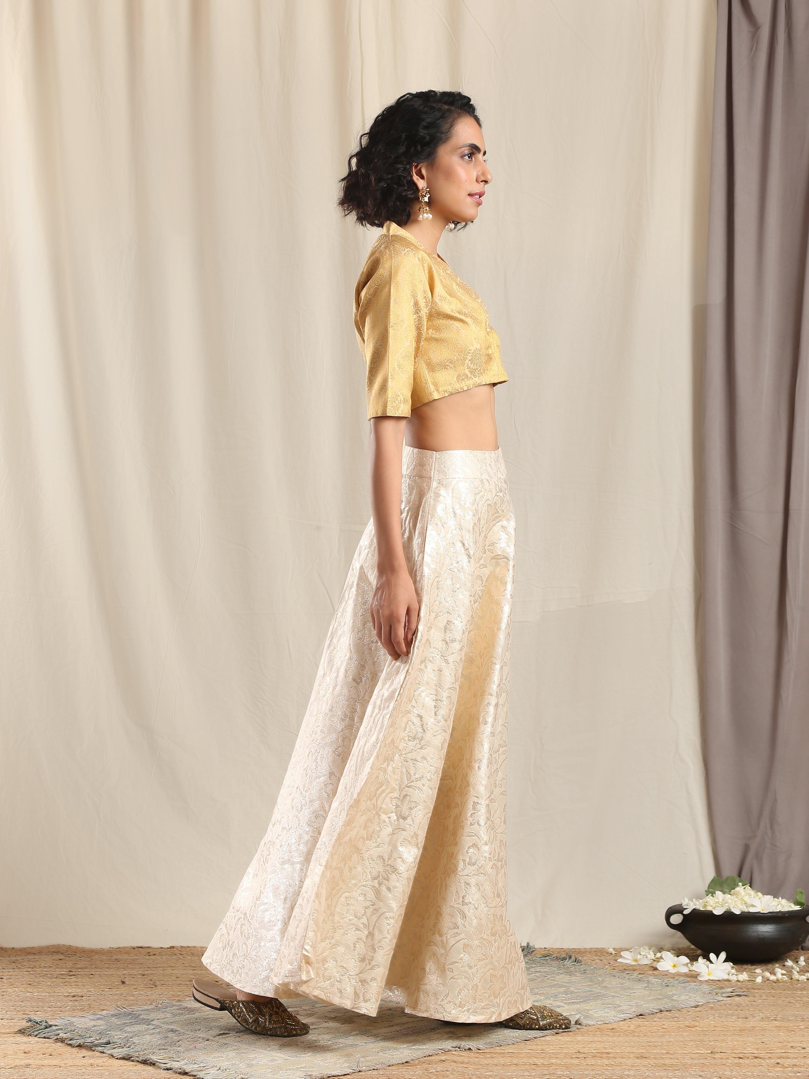 Ivory Gold Brocade Blouse Skirt Set - trueBrowns
