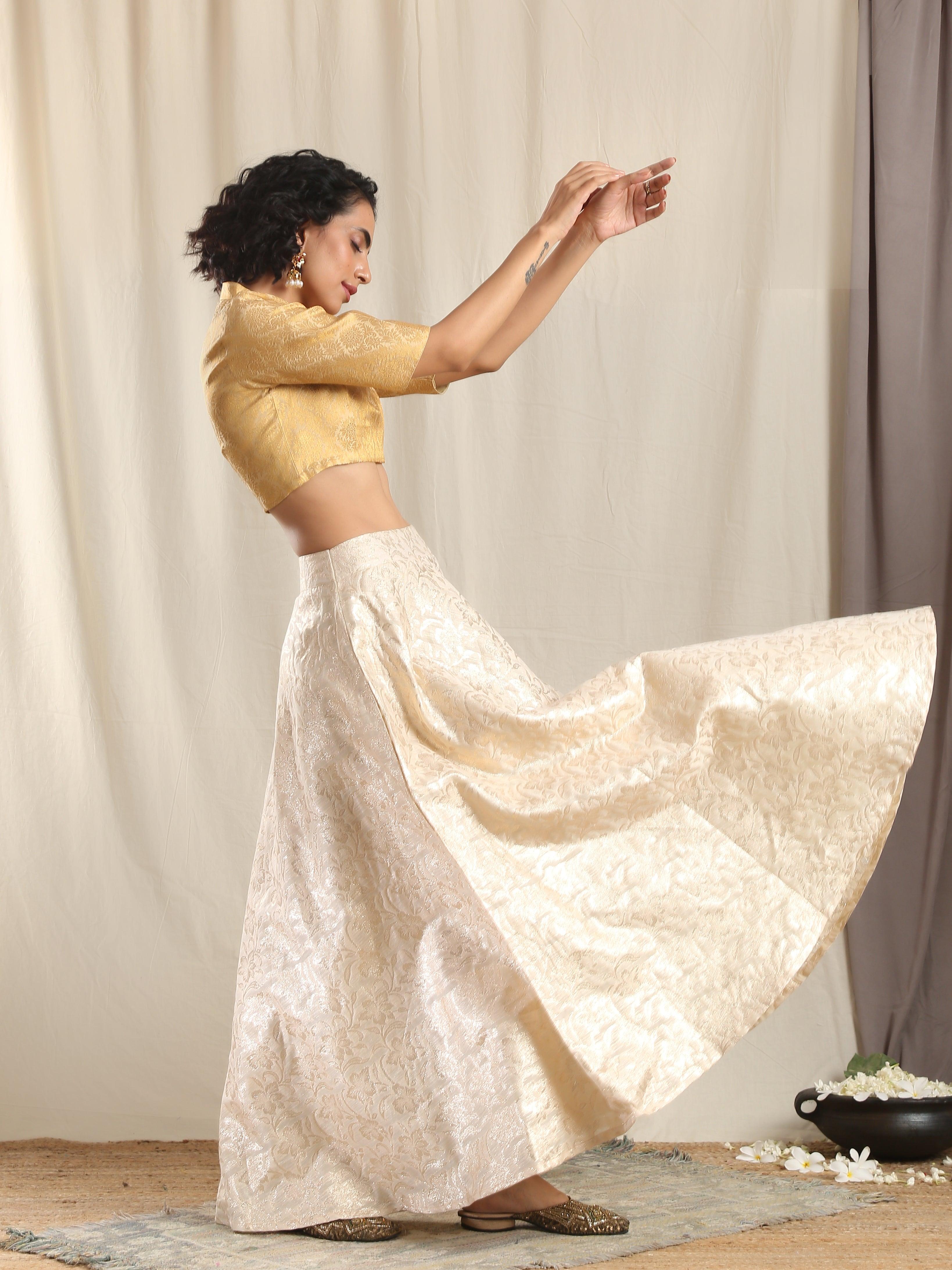 Ivory Gold Brocade Blouse Skirt Set - trueBrowns
