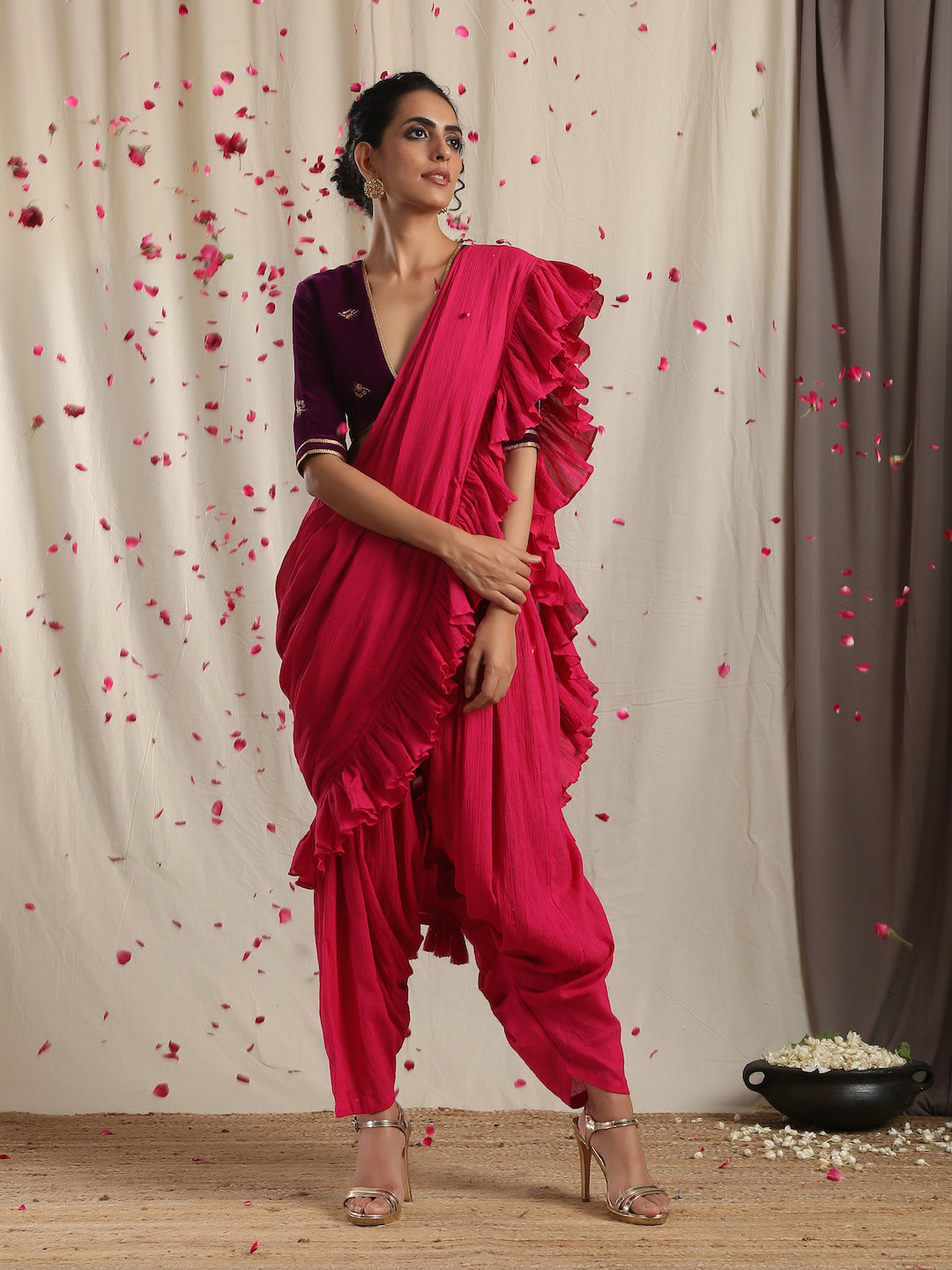 Wine Velvet Embroidered Blouse