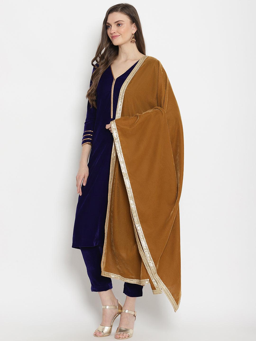 Brown Velvet Shawl - trueBrowns