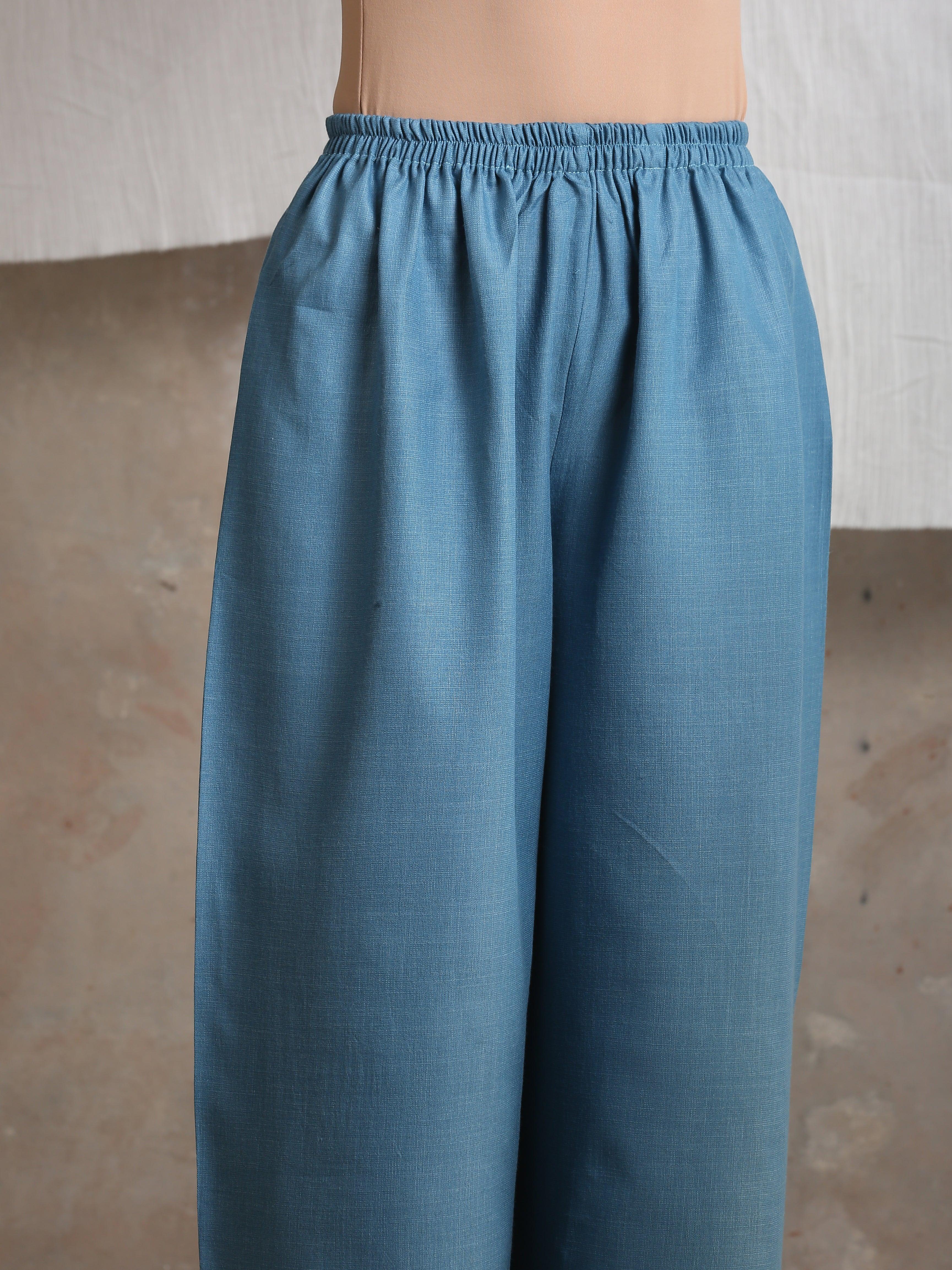 Cotton Linen Steel blue Palazzo - trueBrowns