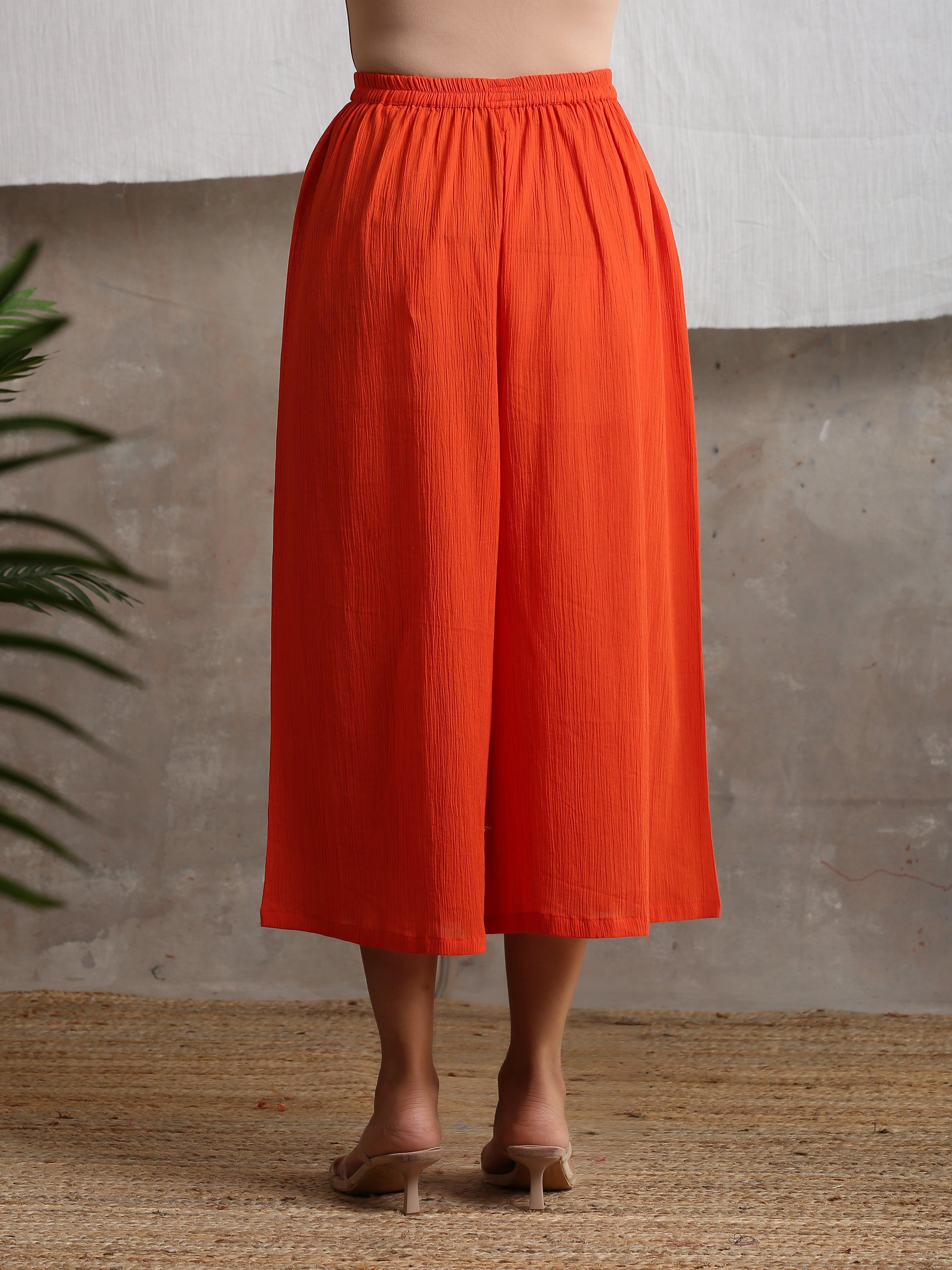 Crinkle Orange Palazzo - trueBrowns