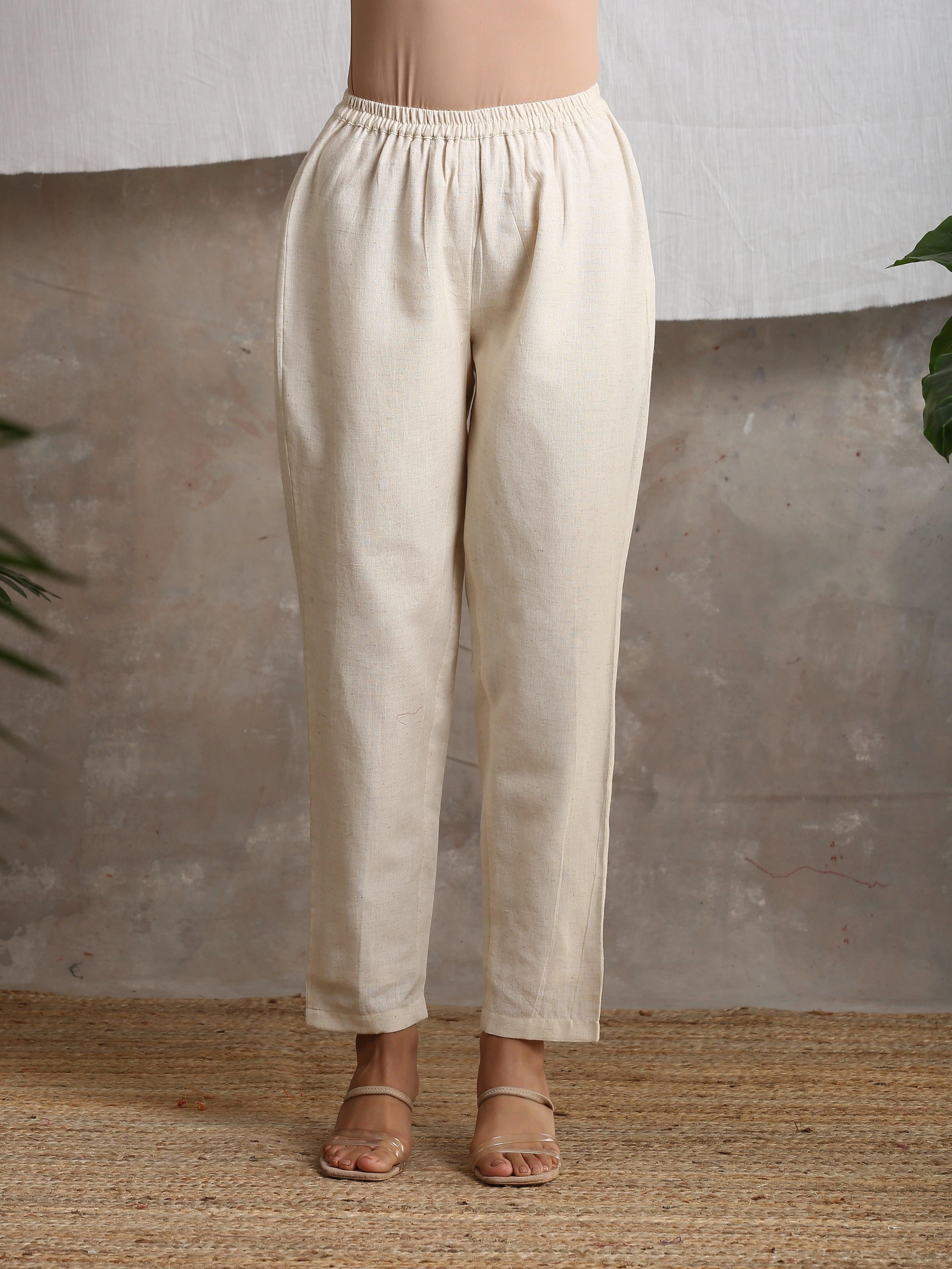 Beige Pure Cotton Pant - trueBrowns