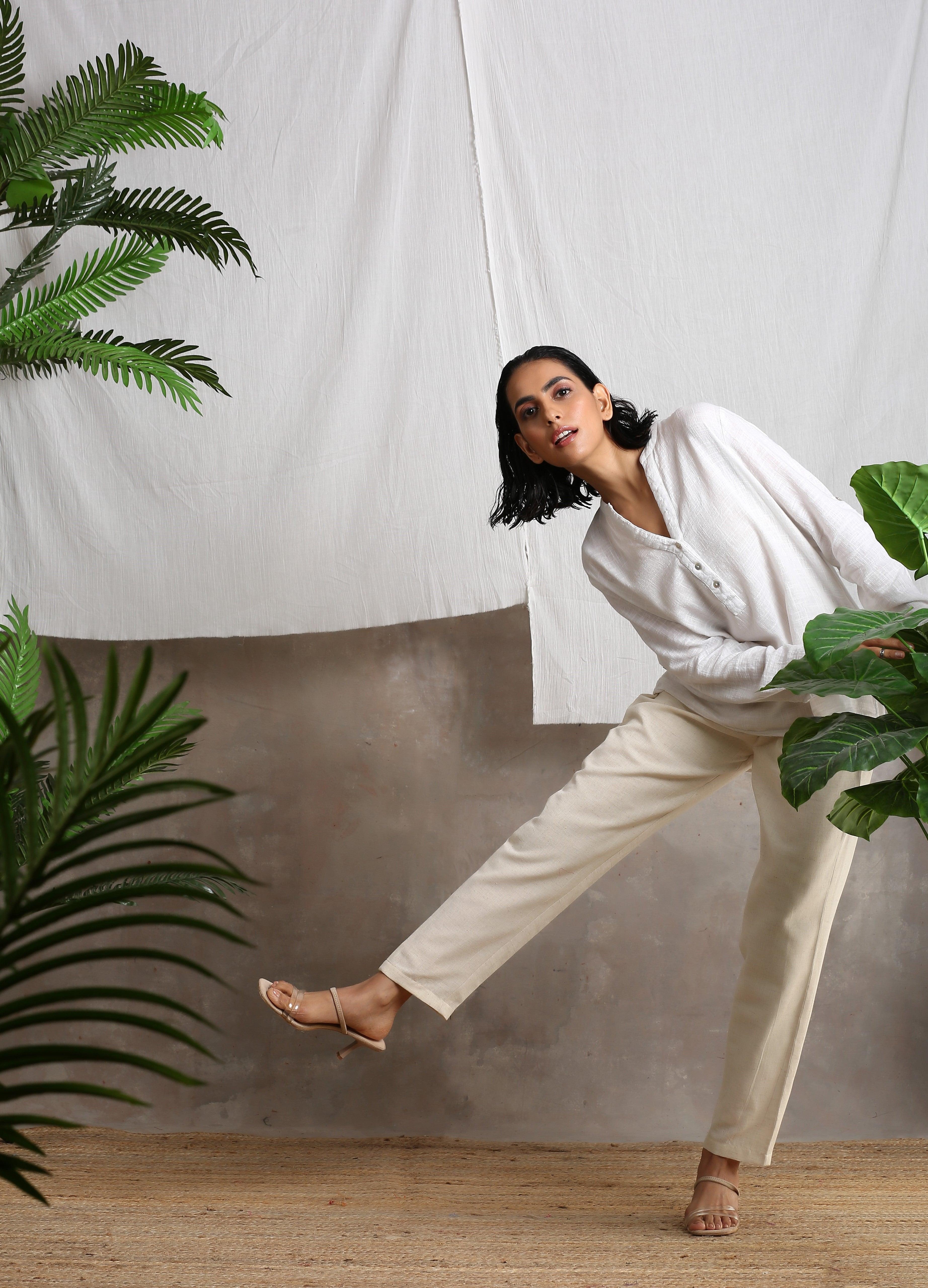Beige Pure Cotton Pant - trueBrowns