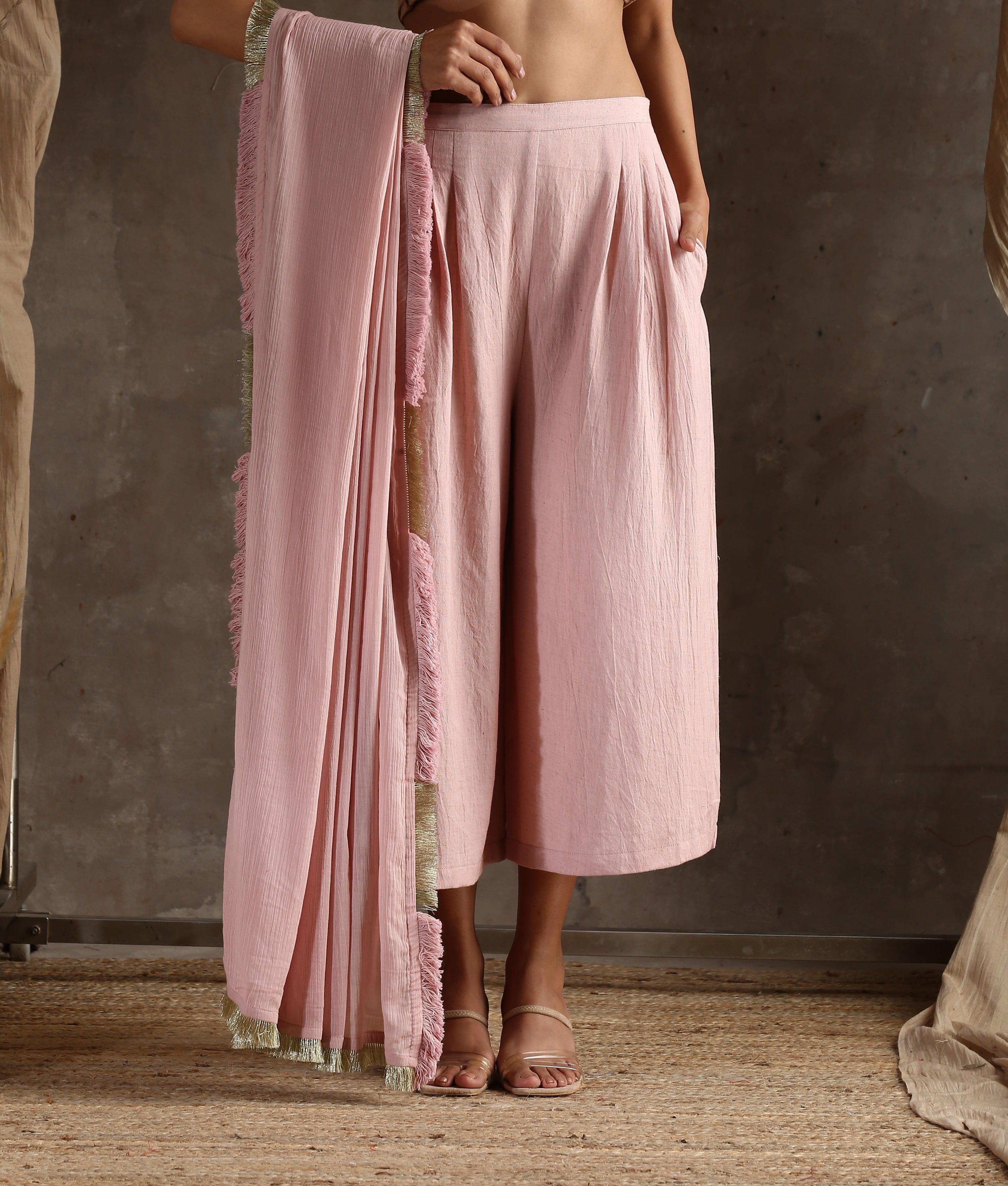 Rose Pink Pure Cotton Saree - trueBrowns