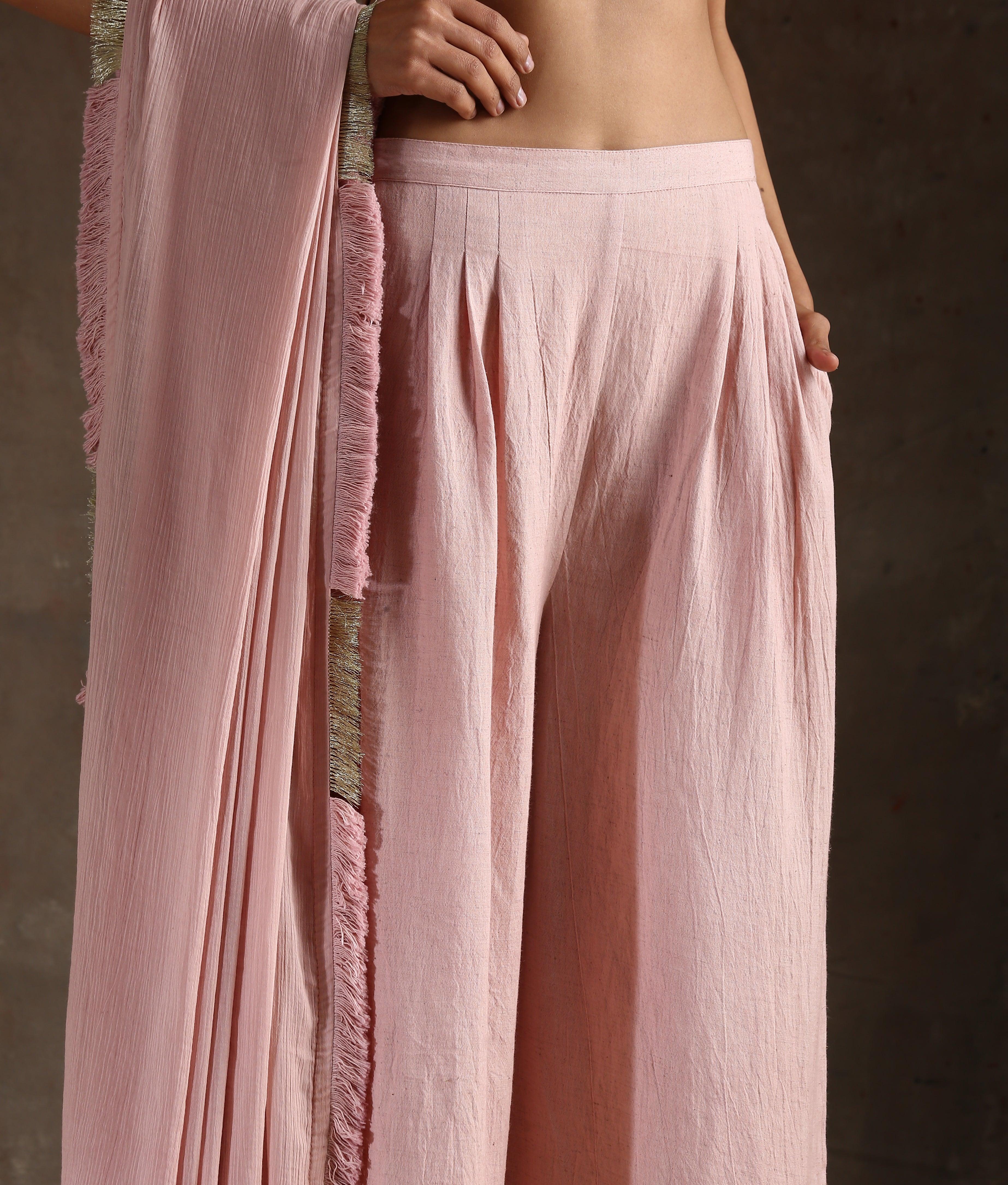 Rose Pink Pure Cotton Saree - trueBrowns