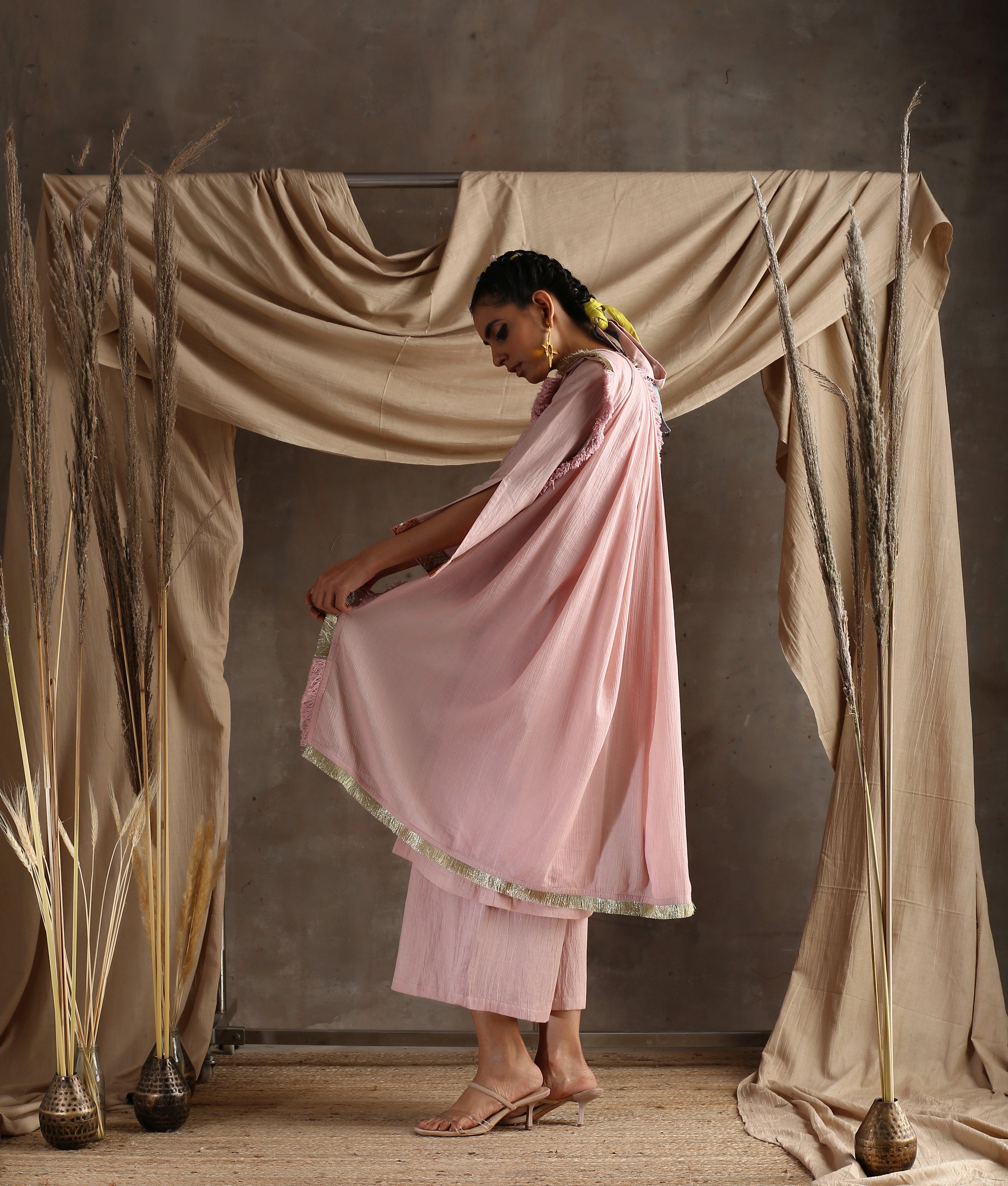 Rose Pink Pure Cotton Saree - trueBrowns