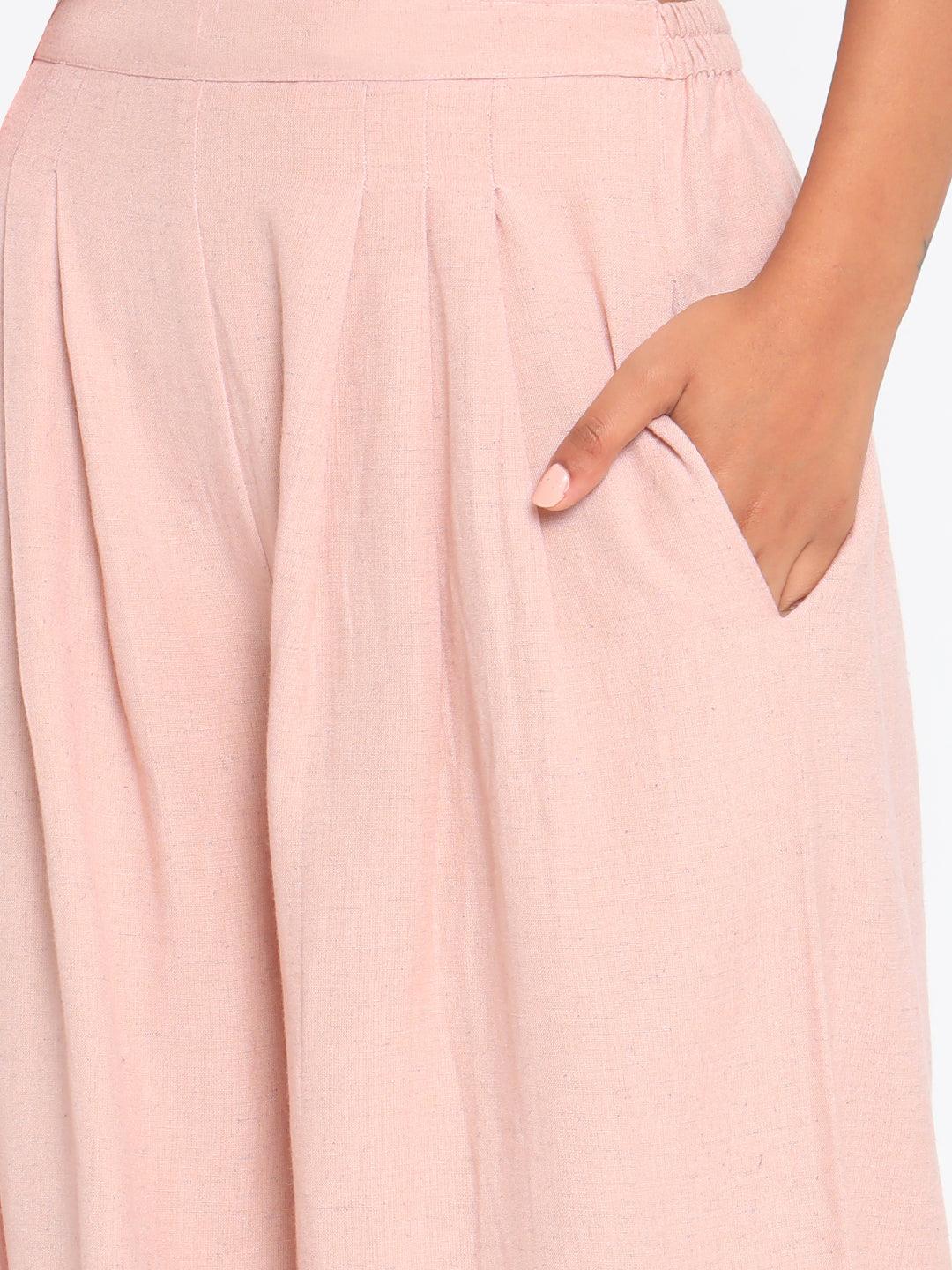 Rose Pink Pure Cotton Tassel Saree - trueBrowns