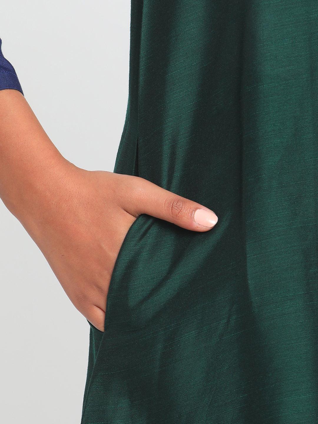 Blue Green Silk Kurta Pant Set - trueBrowns